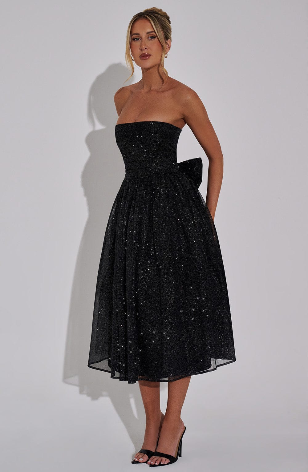 minilena Marissa Midi Dress Black Sparkle