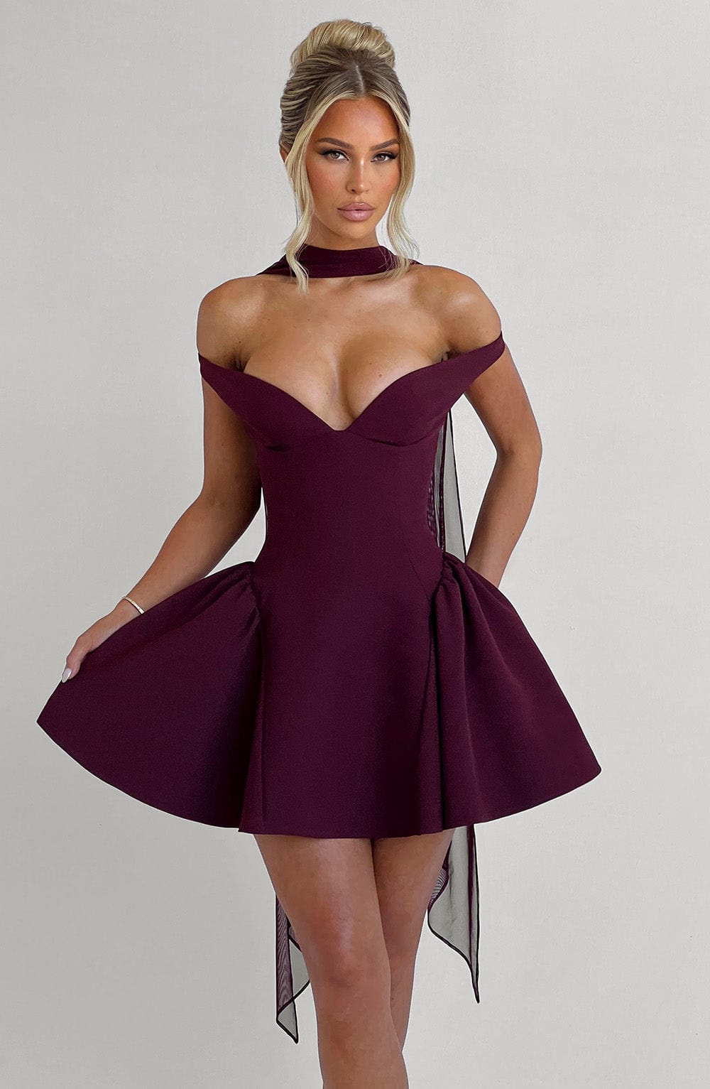 minilena Marla Mini Dress Cherry Lacquer
