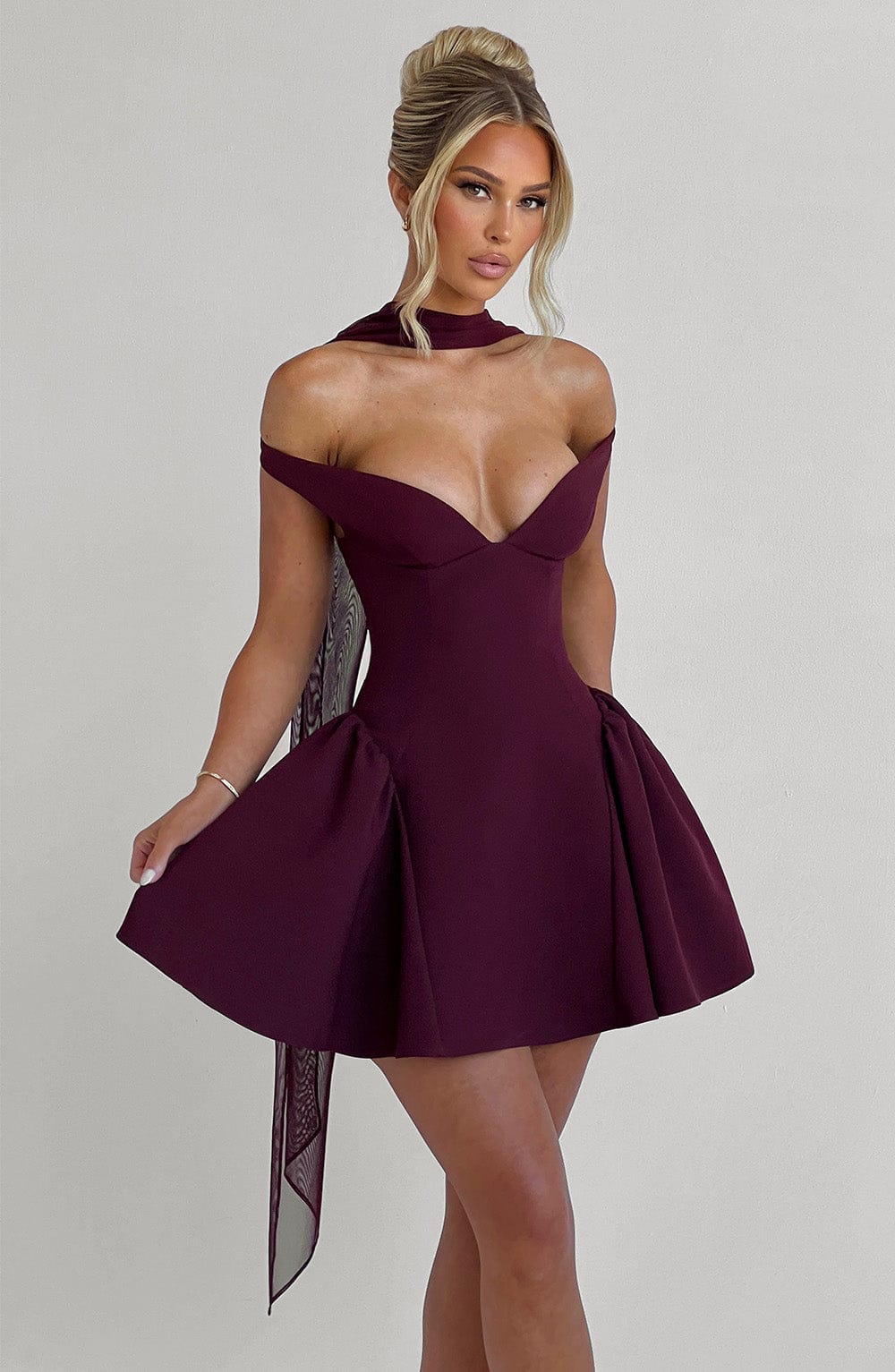 minilena Marla Mini Dress Cherry Lacquer