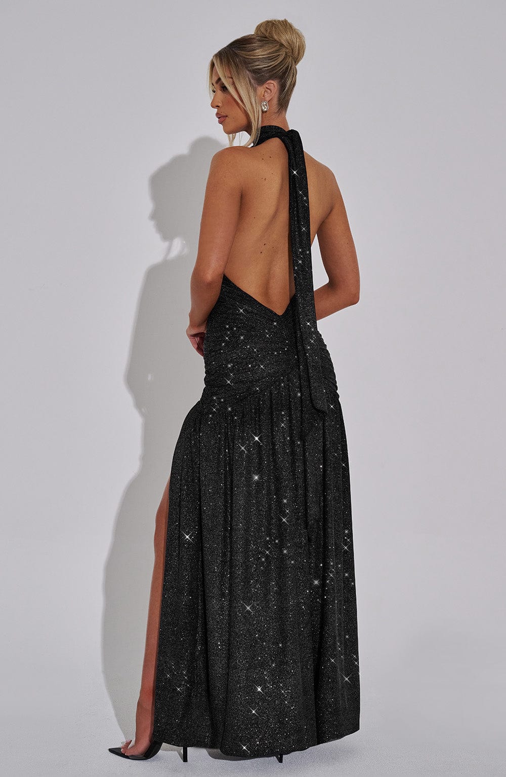 minilena Melania Maxi Dress Black Sparkle