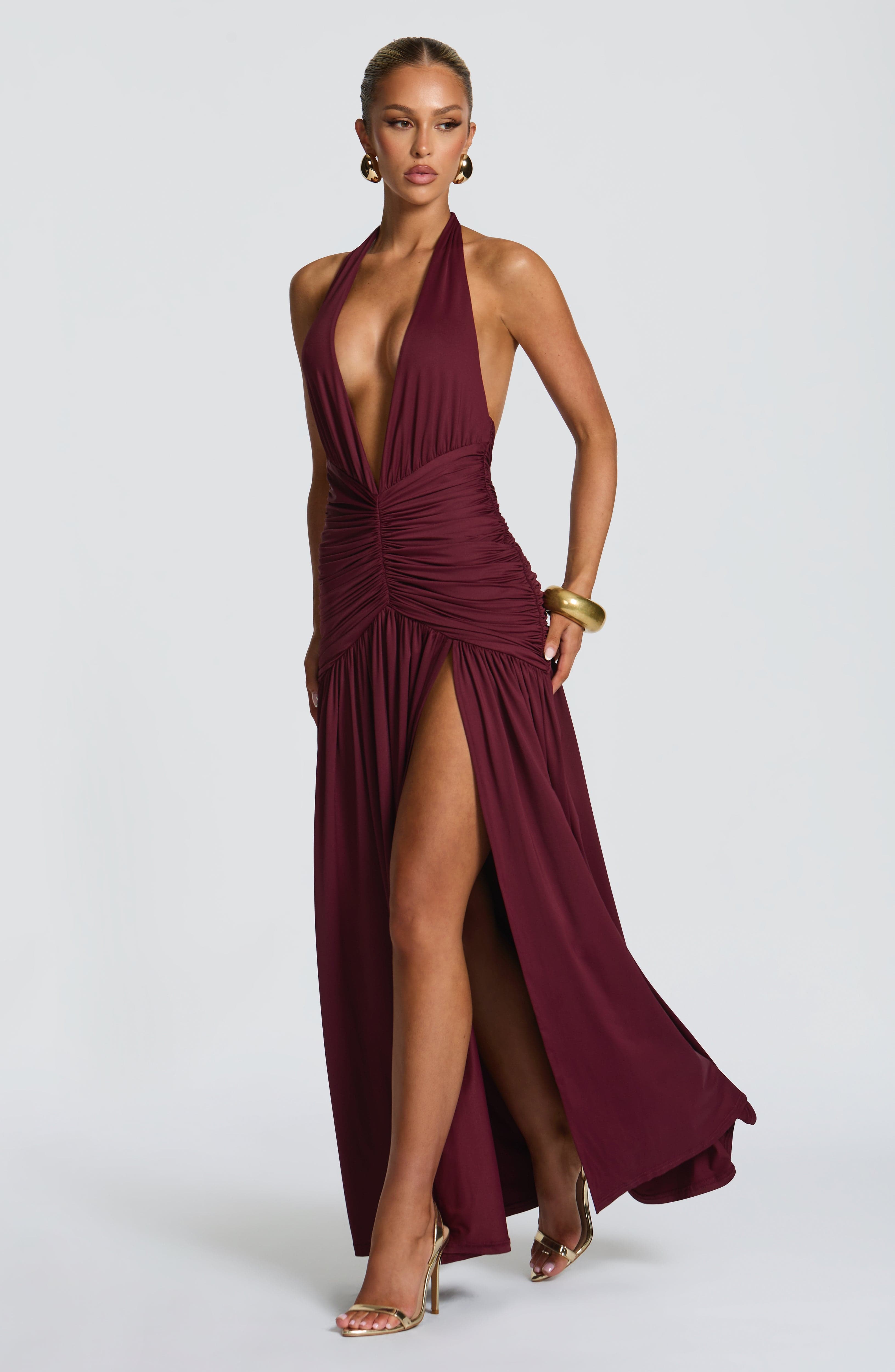 minilena Melania Maxi Dress Cherry Lacquer