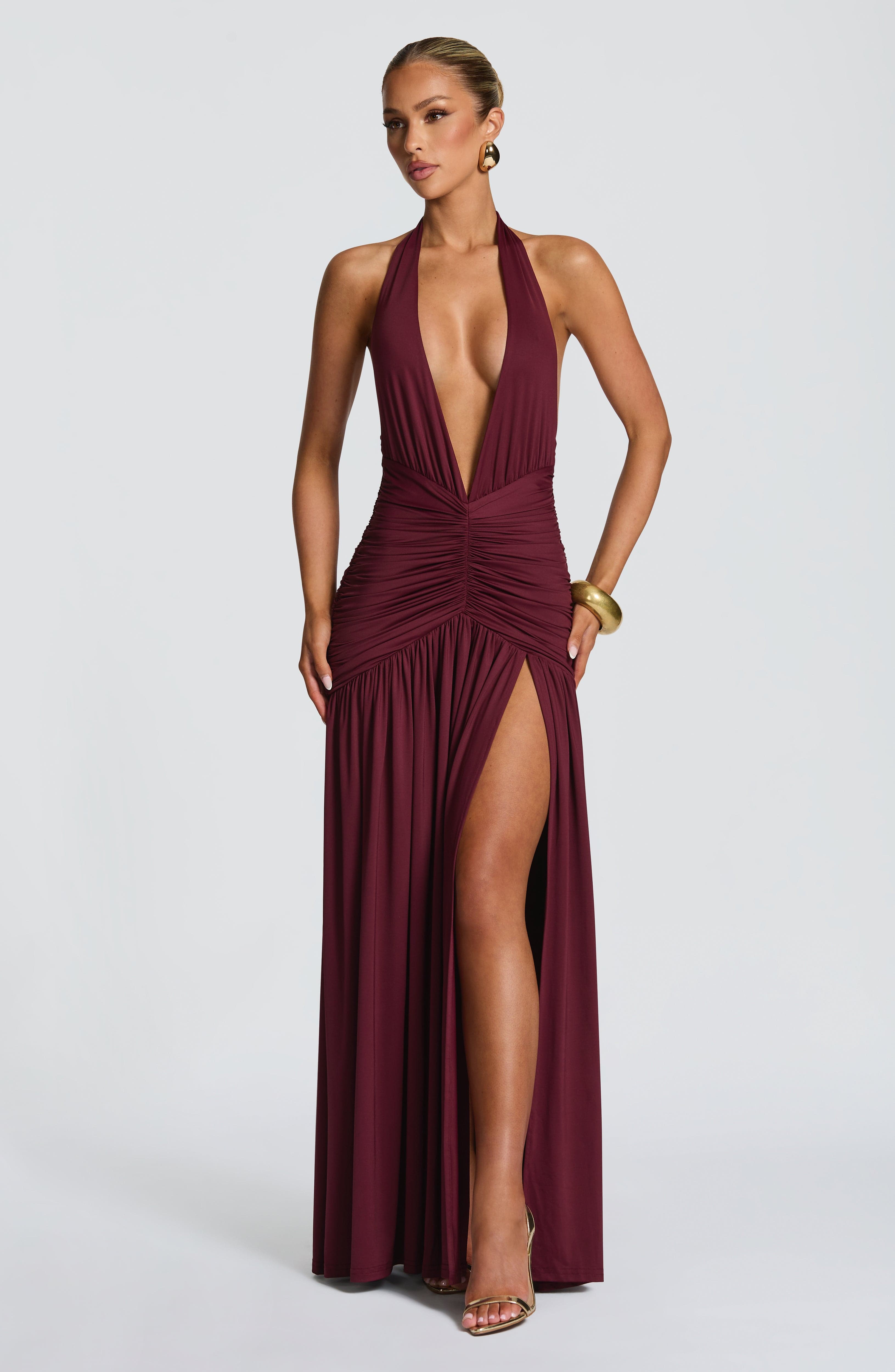 minilena Melania Maxi Dress Cherry Lacquer