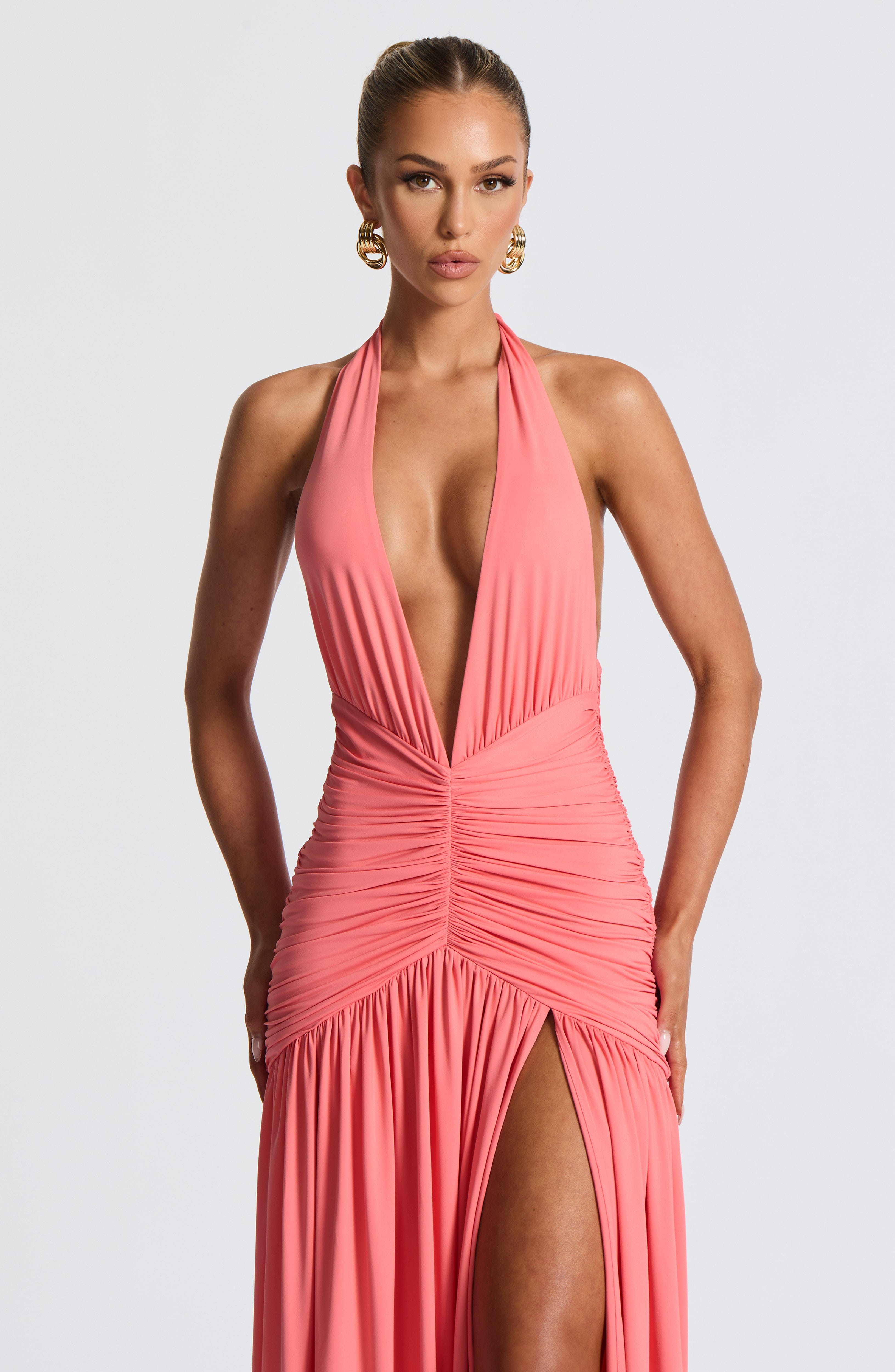minilena Melania Maxi Dress Coral Pink
