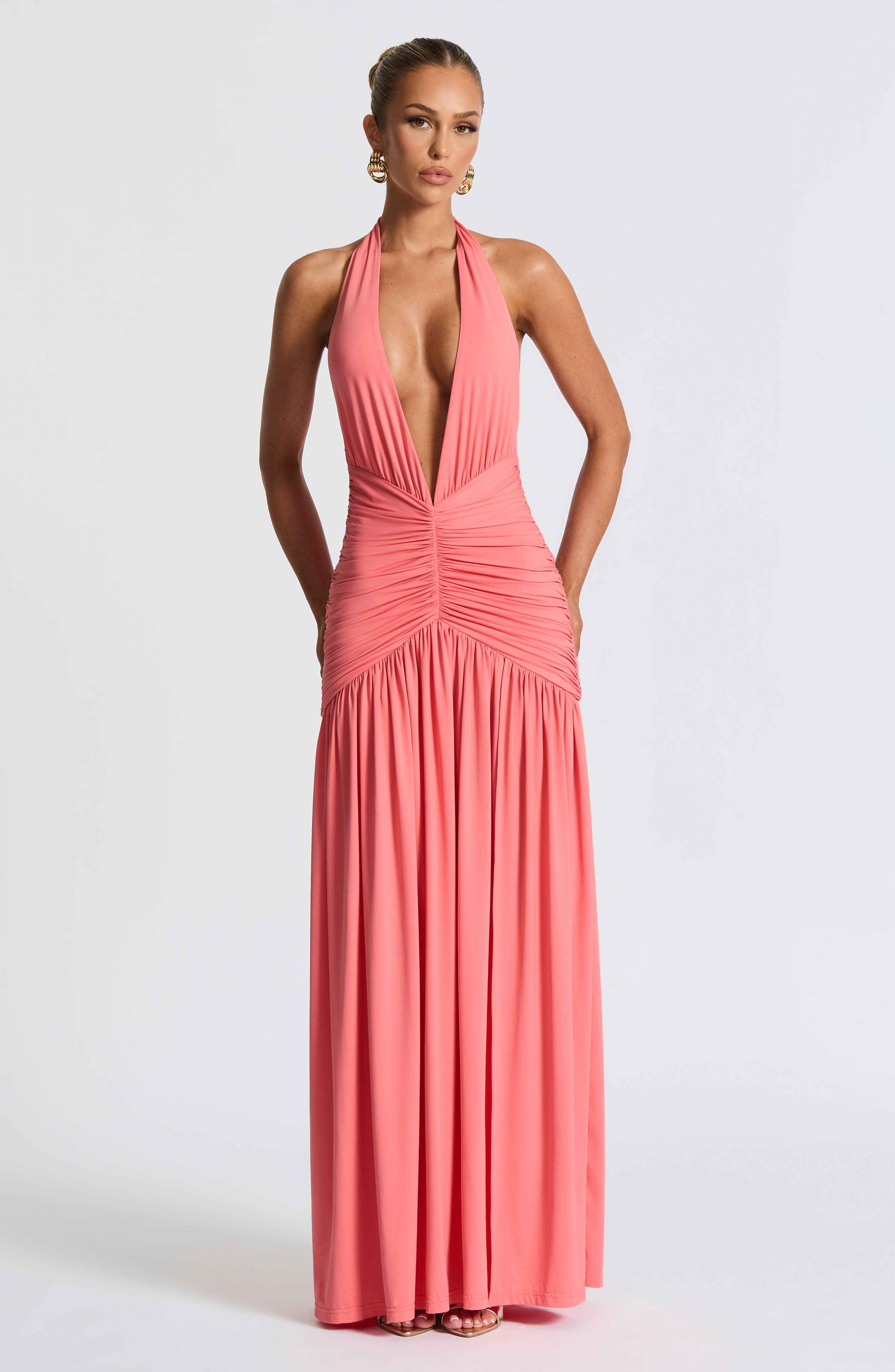 minilena Melania Maxi Dress Coral Pink