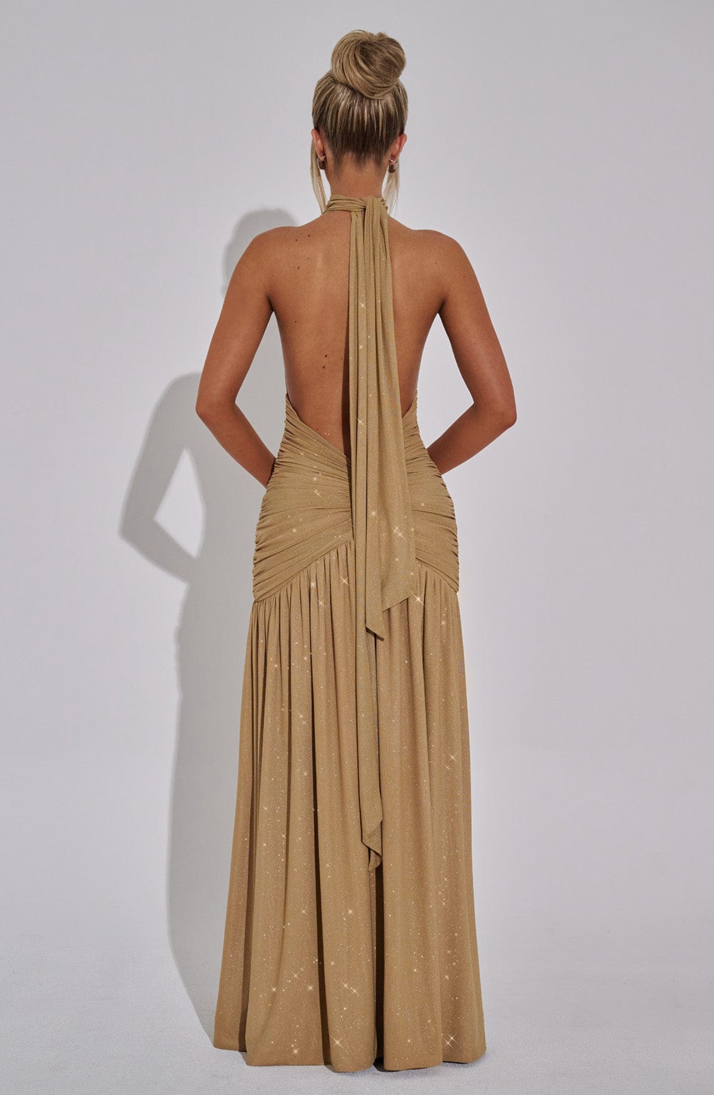 minilena Melania Maxi Dress Gold Sparkle