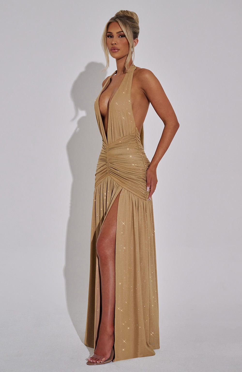 minilena Melania Maxi Dress Gold Sparkle