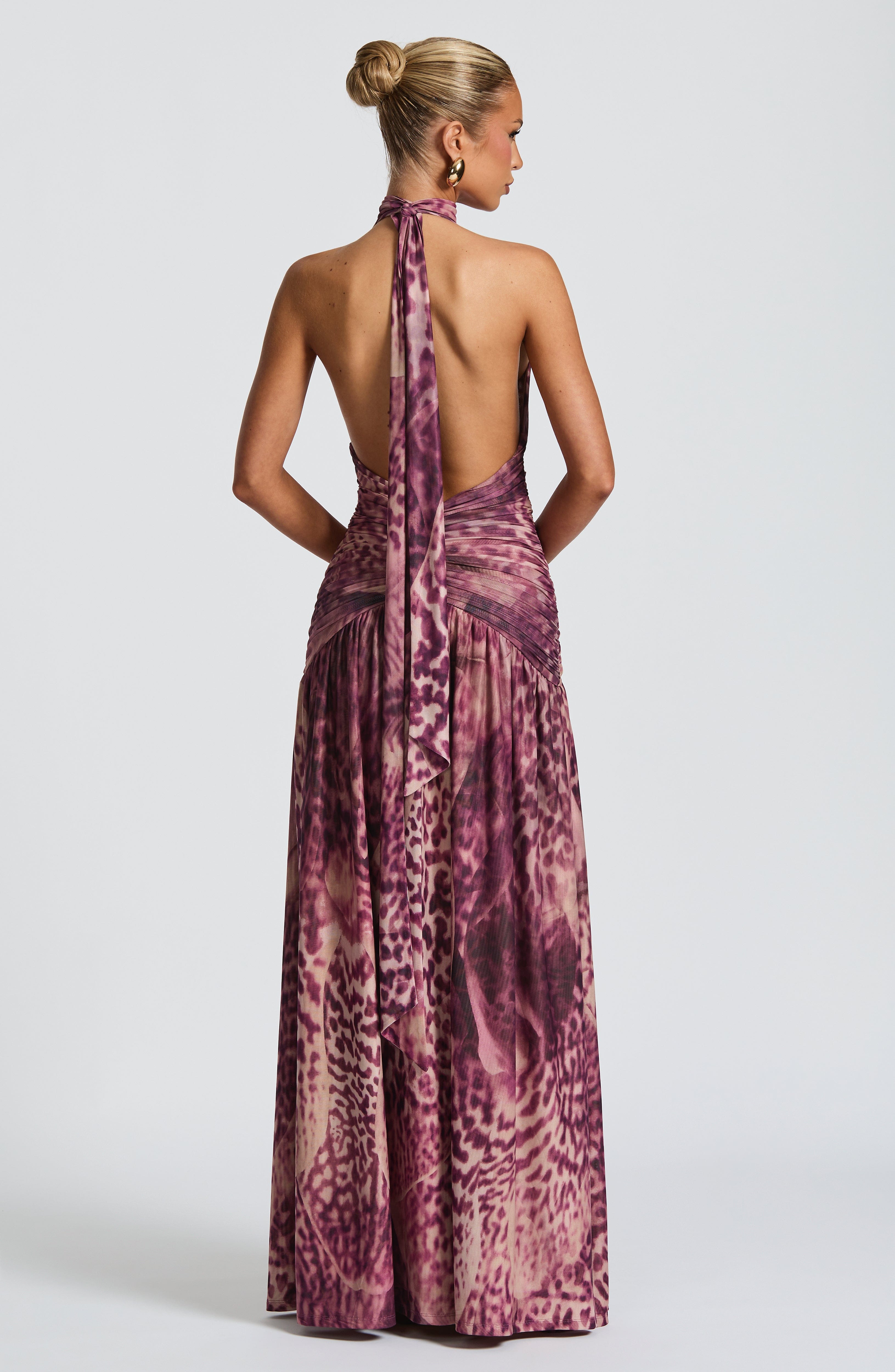 minilena Melania Maxi Dress Magenta Orchid Print