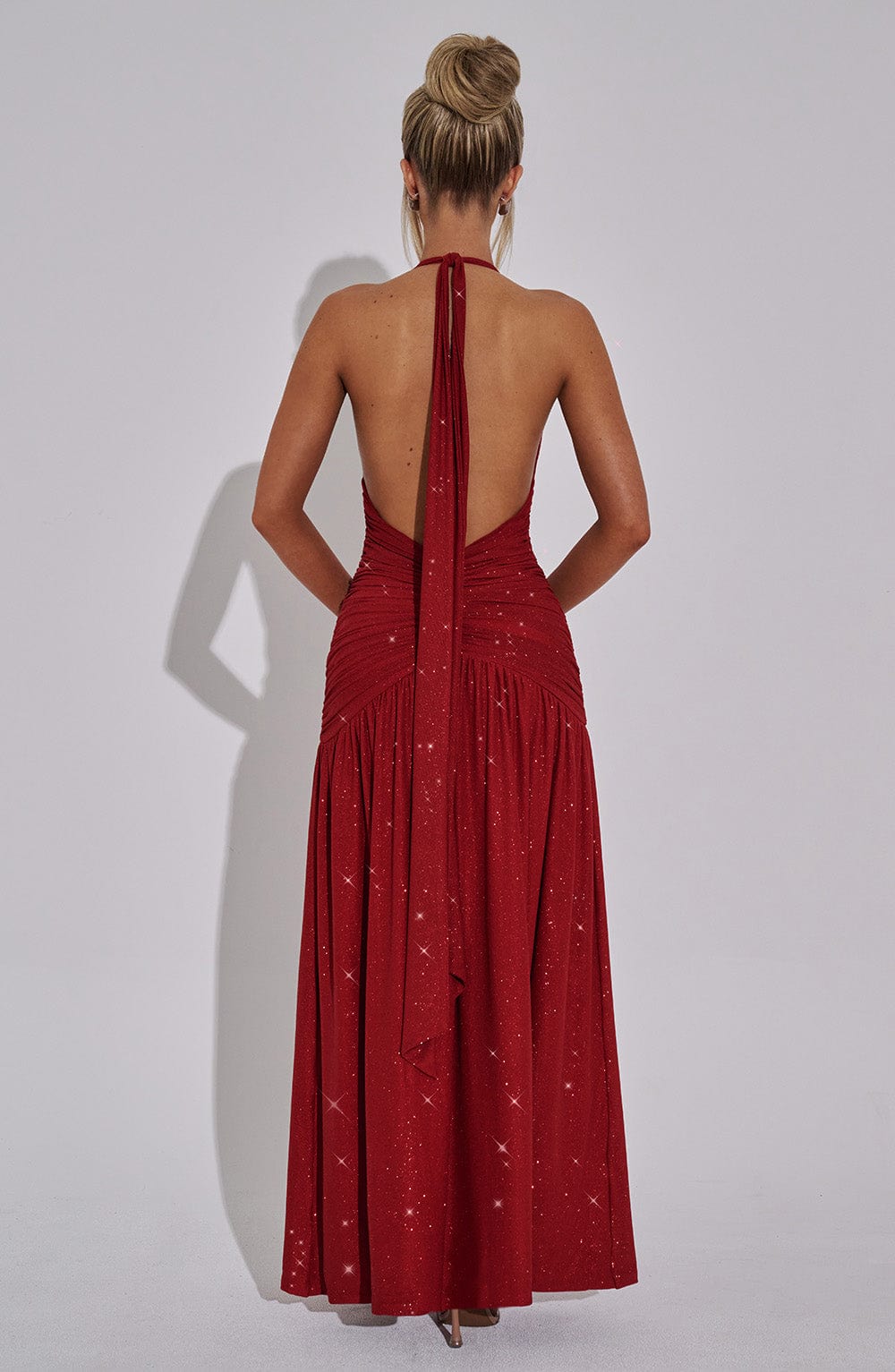 minilena Melania Maxi Dress Red Sparkle