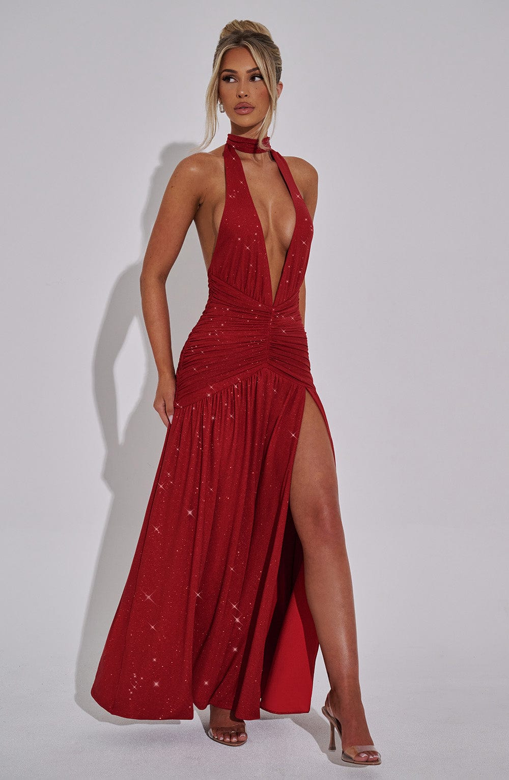minilena Melania Maxi Dress Red Sparkle