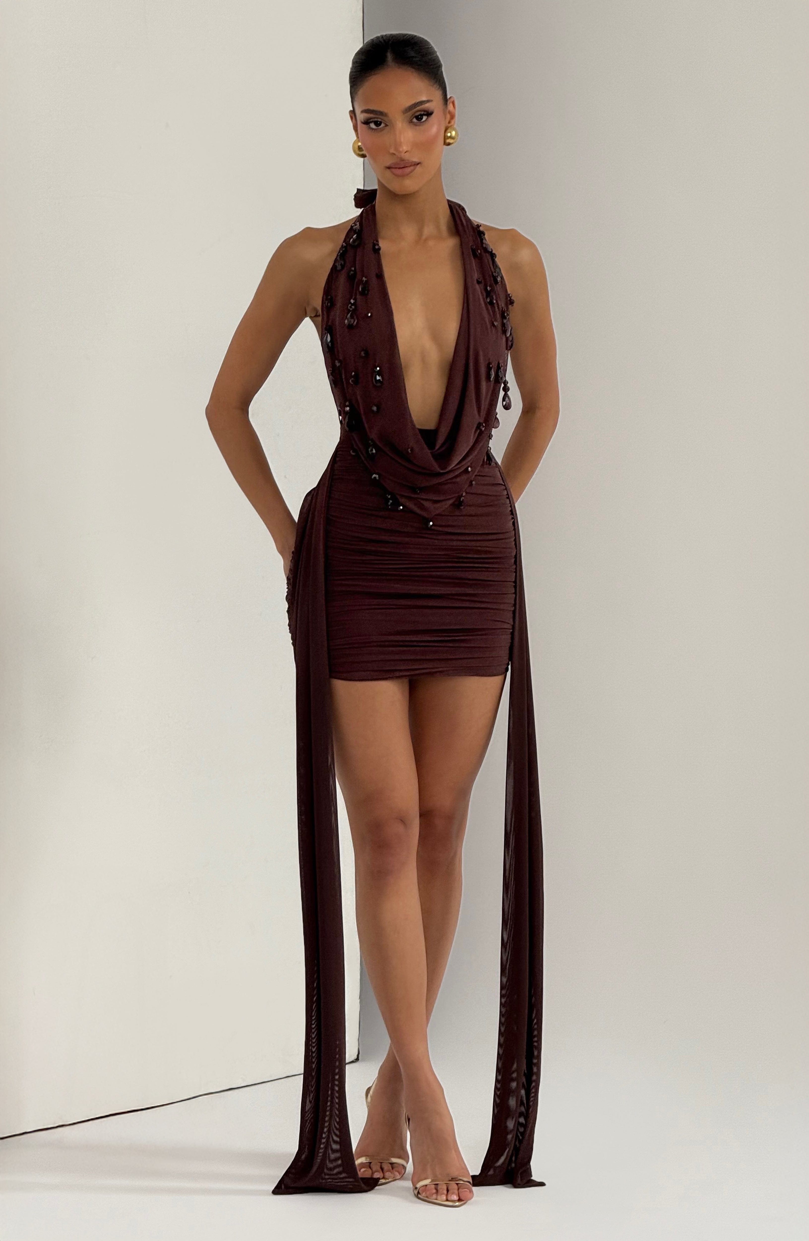 minilena Melona Mini Dress Plum Brown