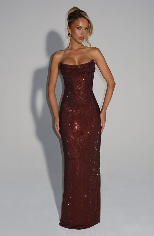 minilena Mirabella Maxi Dress Plum Brown