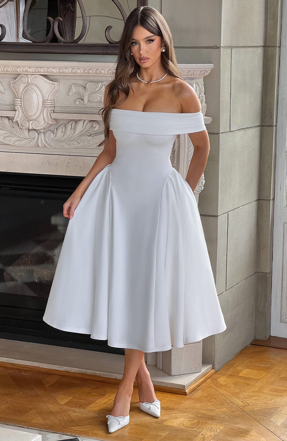 minilena Miranda Midi Dress Ivory