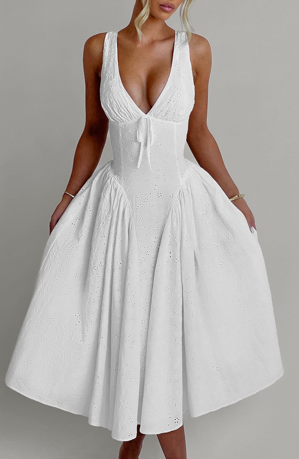 minilena Monroe Midi Dress Ivory