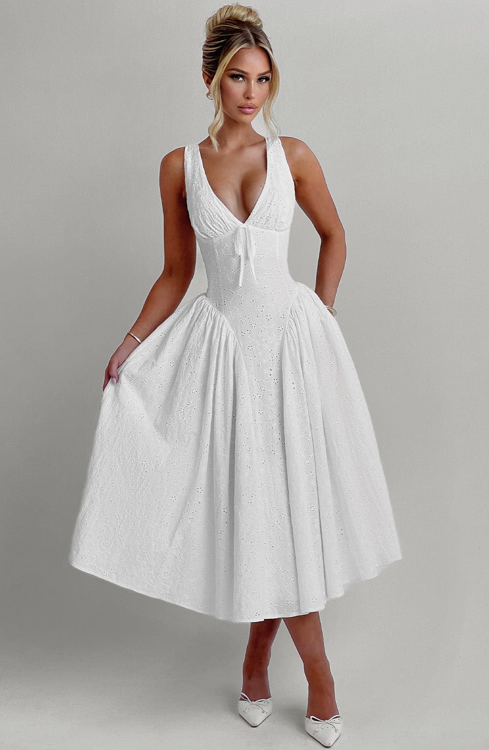 minilena Monroe Midi Dress Ivory