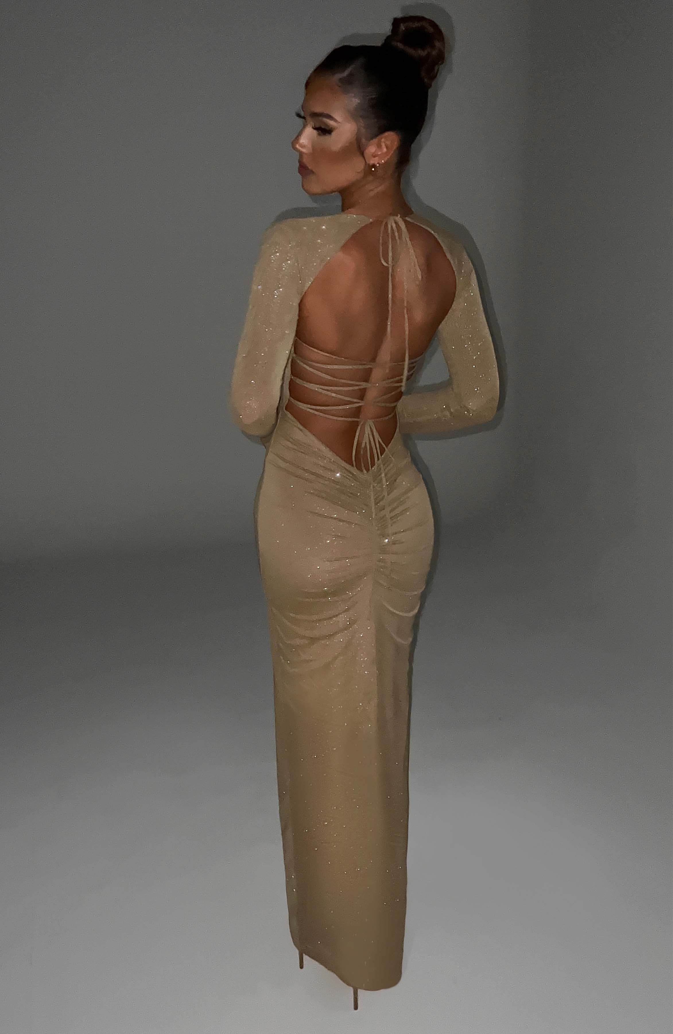 minilena Nadia Maxi Dress Gold Sparkle