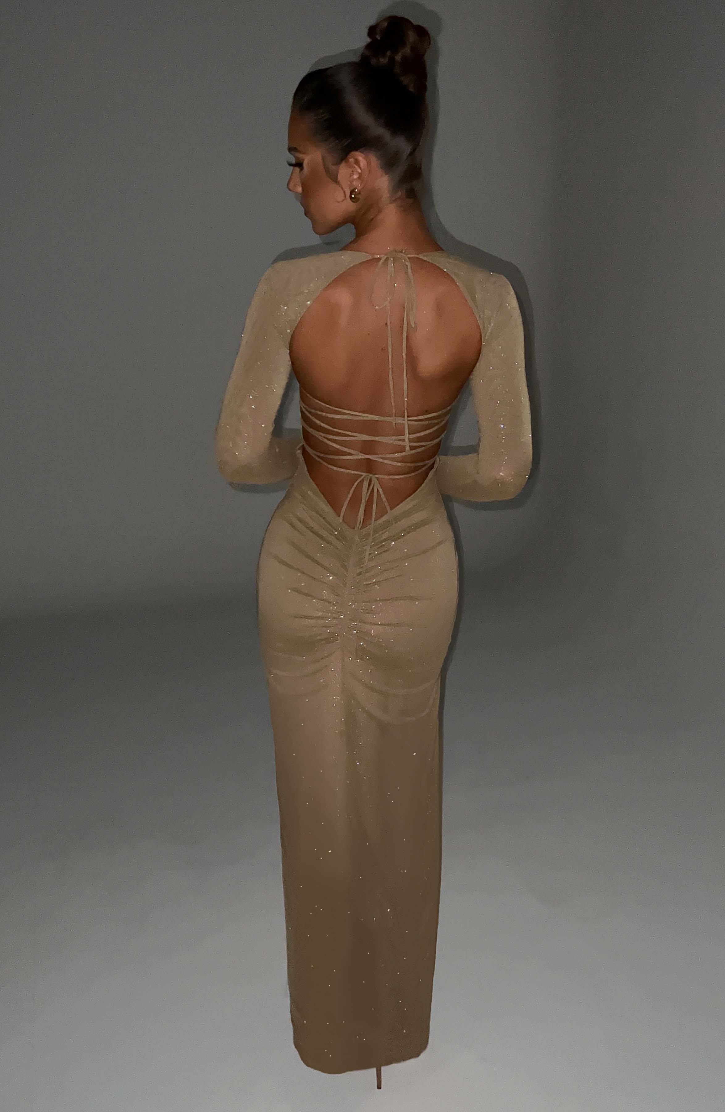 minilena Nadia Maxi Dress Gold Sparkle
