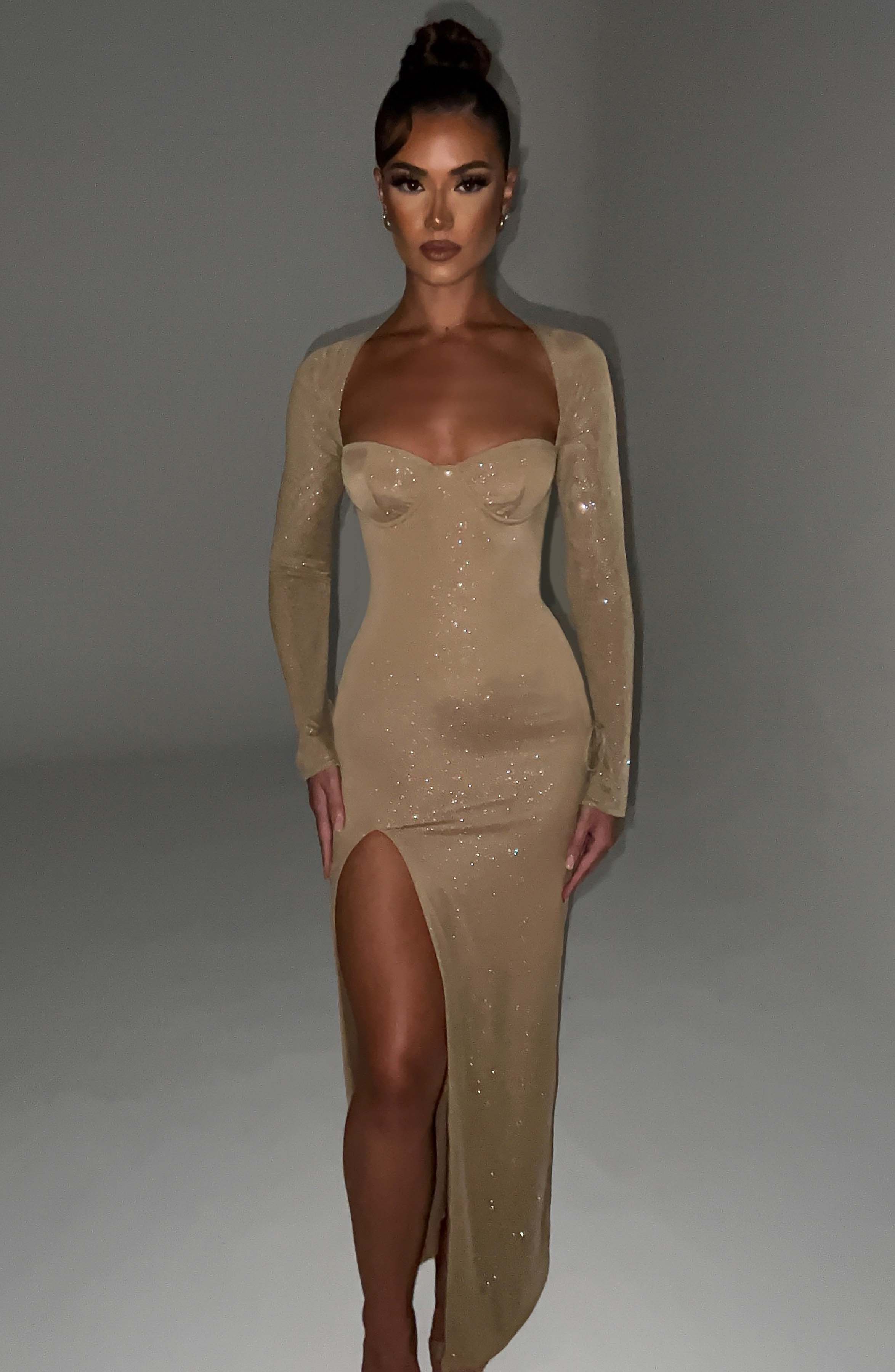 minilena Nadia Maxi Dress Gold Sparkle