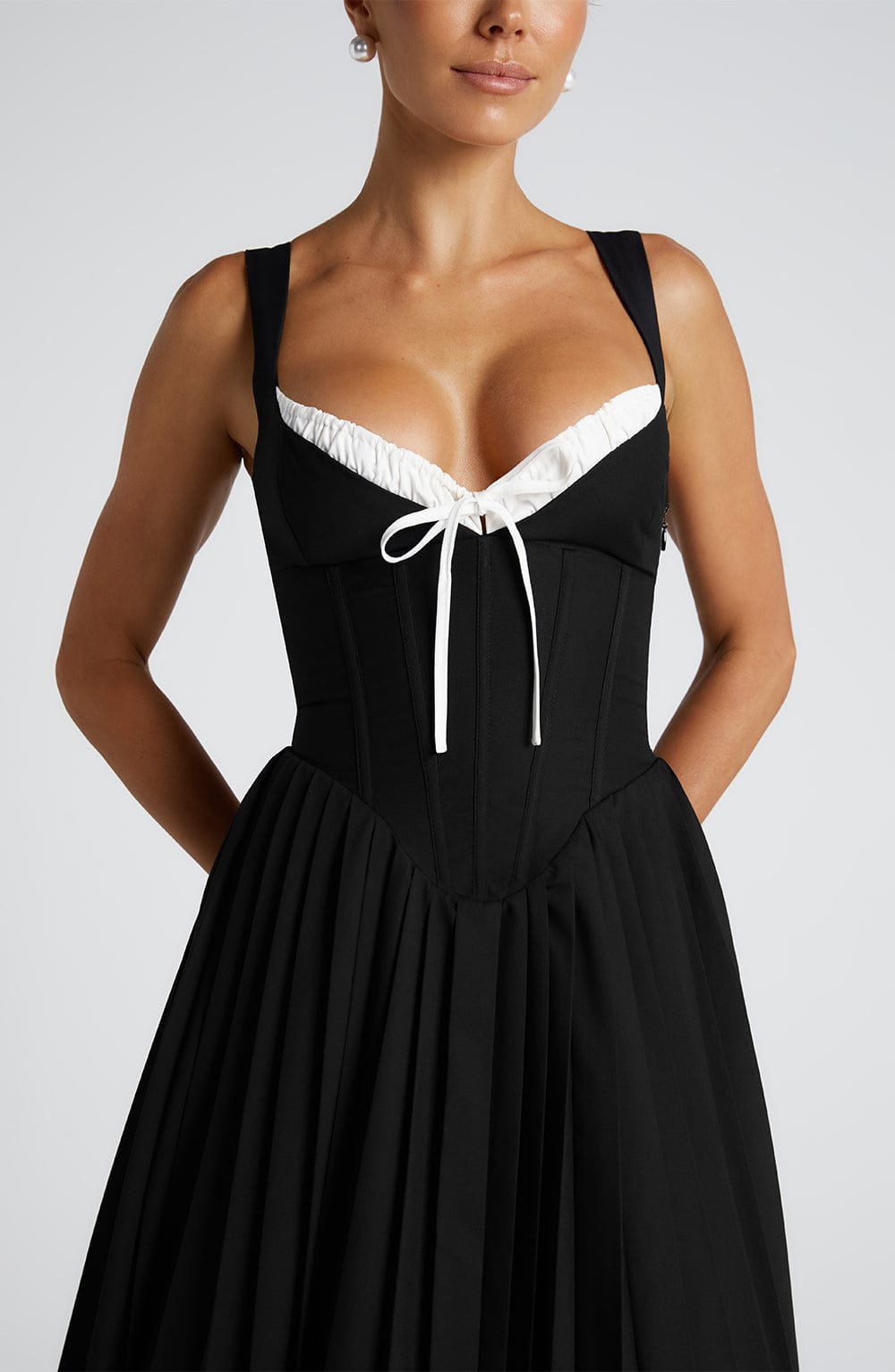 minilena Natassia Midi Dress Black/White