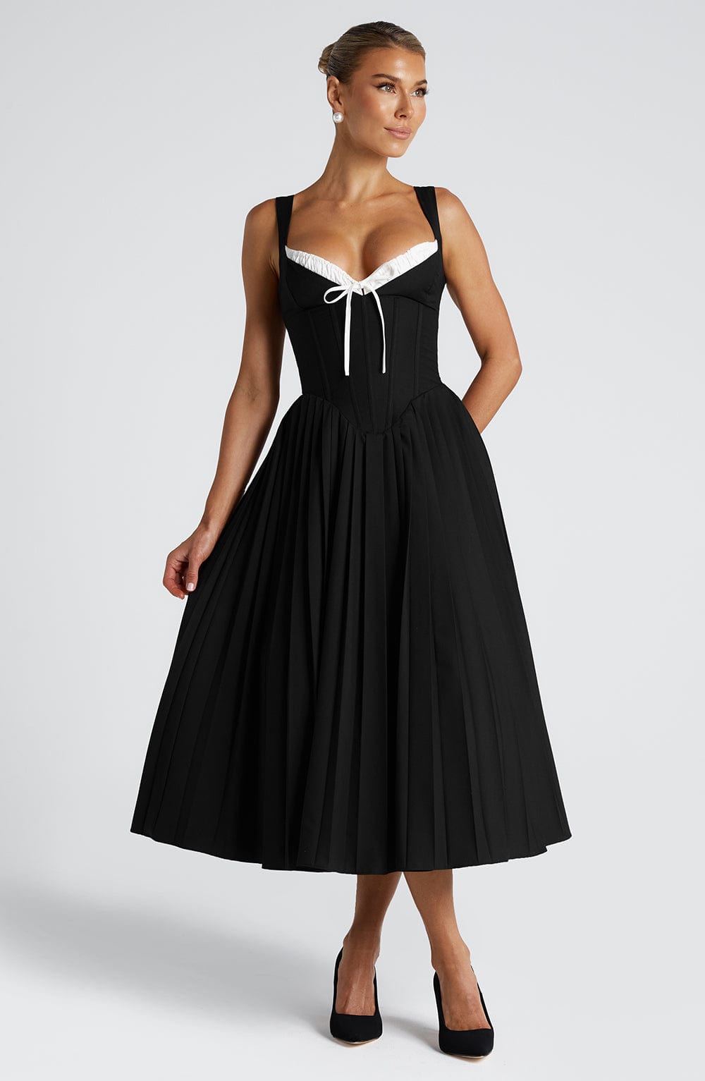 minilena Natassia Midi Dress Black/White
