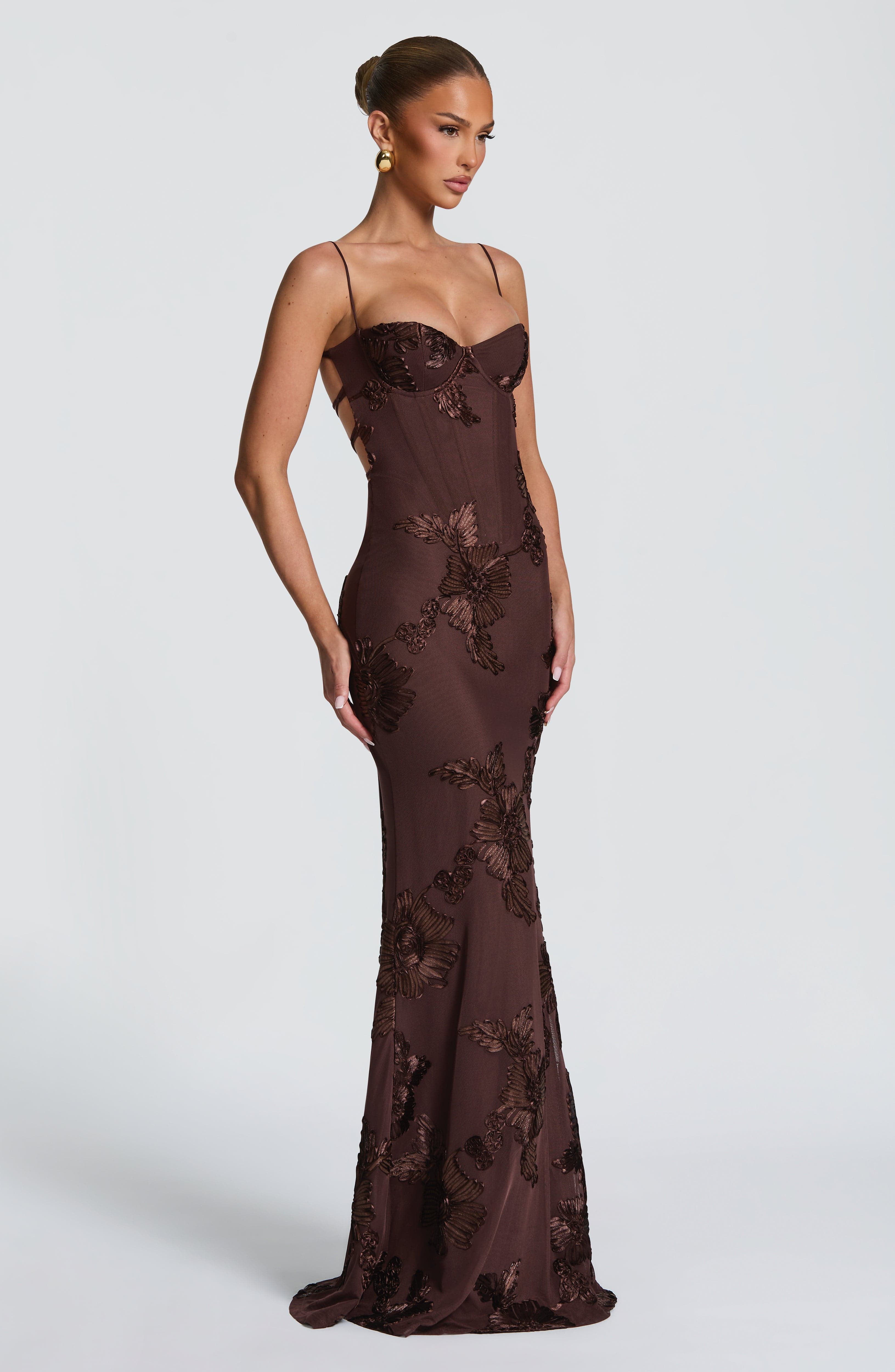 minilena Nefertiti Maxi Dress Plum Brown