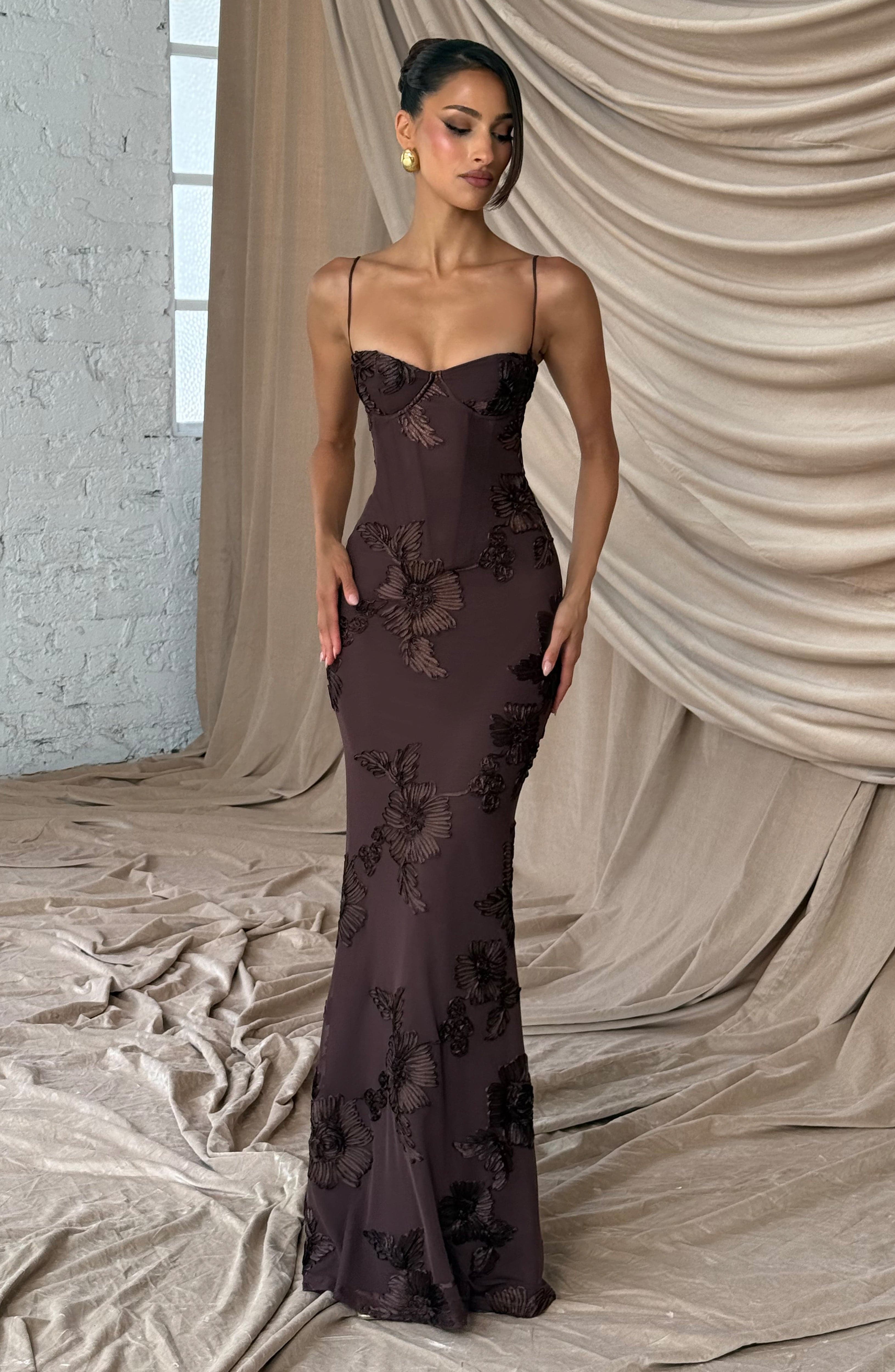 minilena Nefertiti Maxi Dress Plum Brown