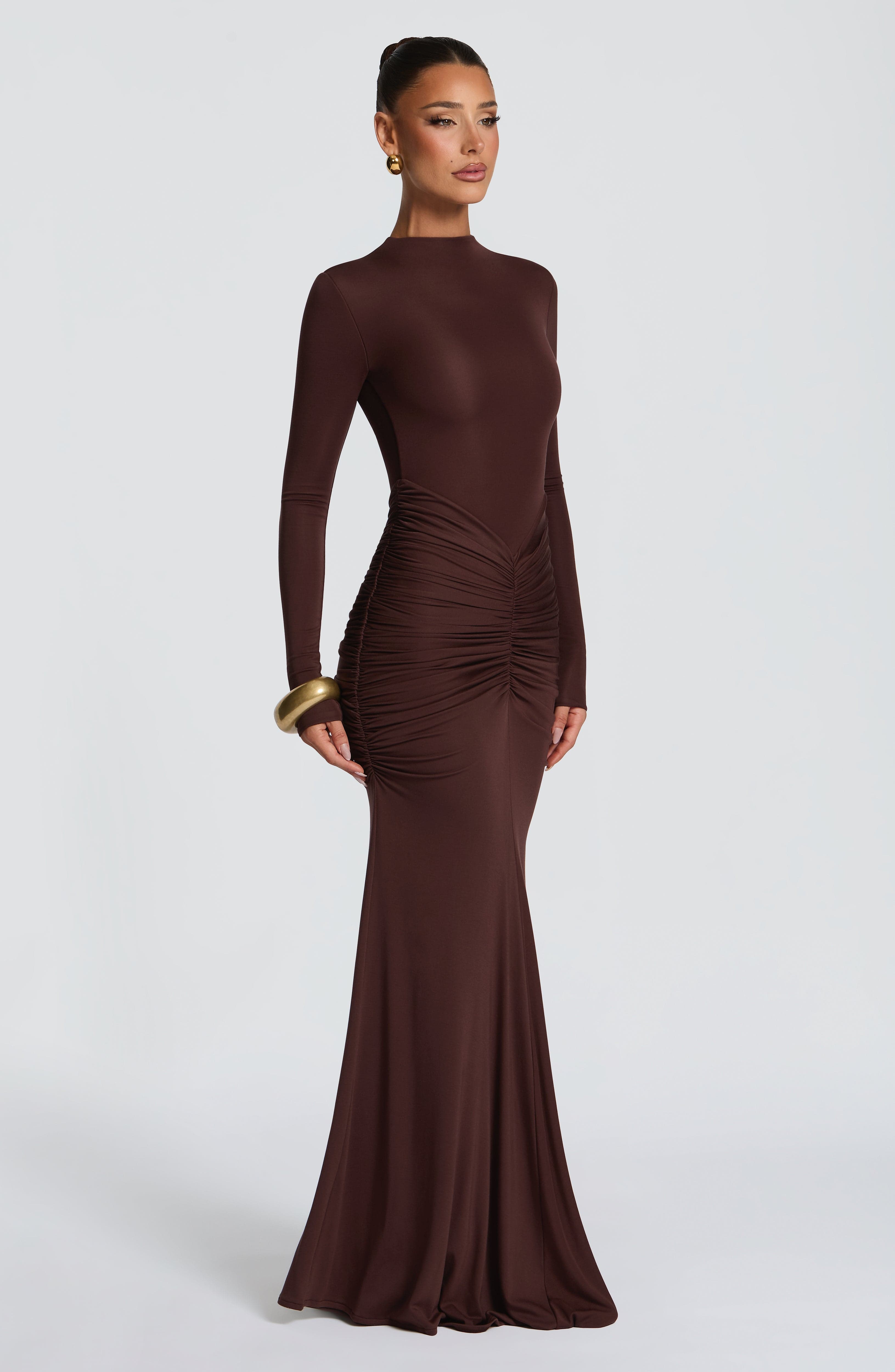 minilena Oriane Maxi Dress Plum Brown