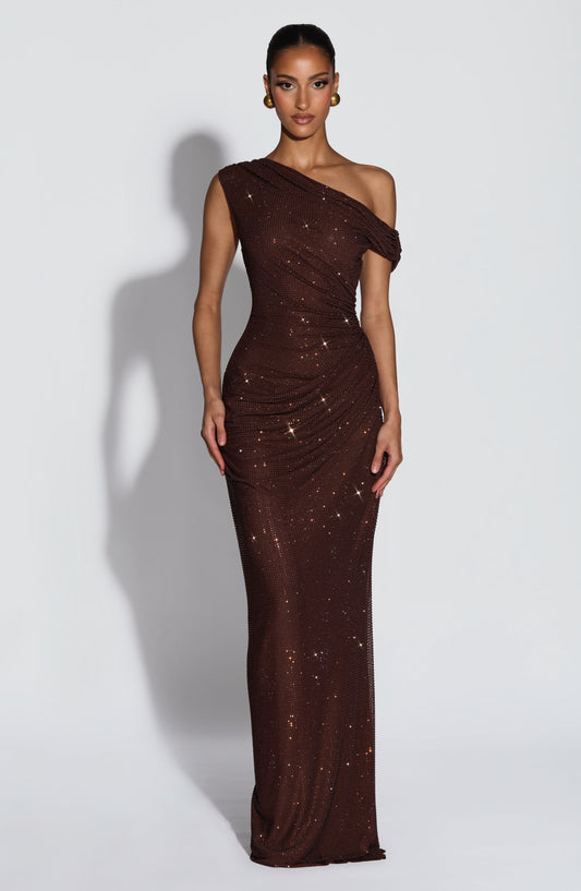 minilena Ottilie Maxi Dress Plum Brown