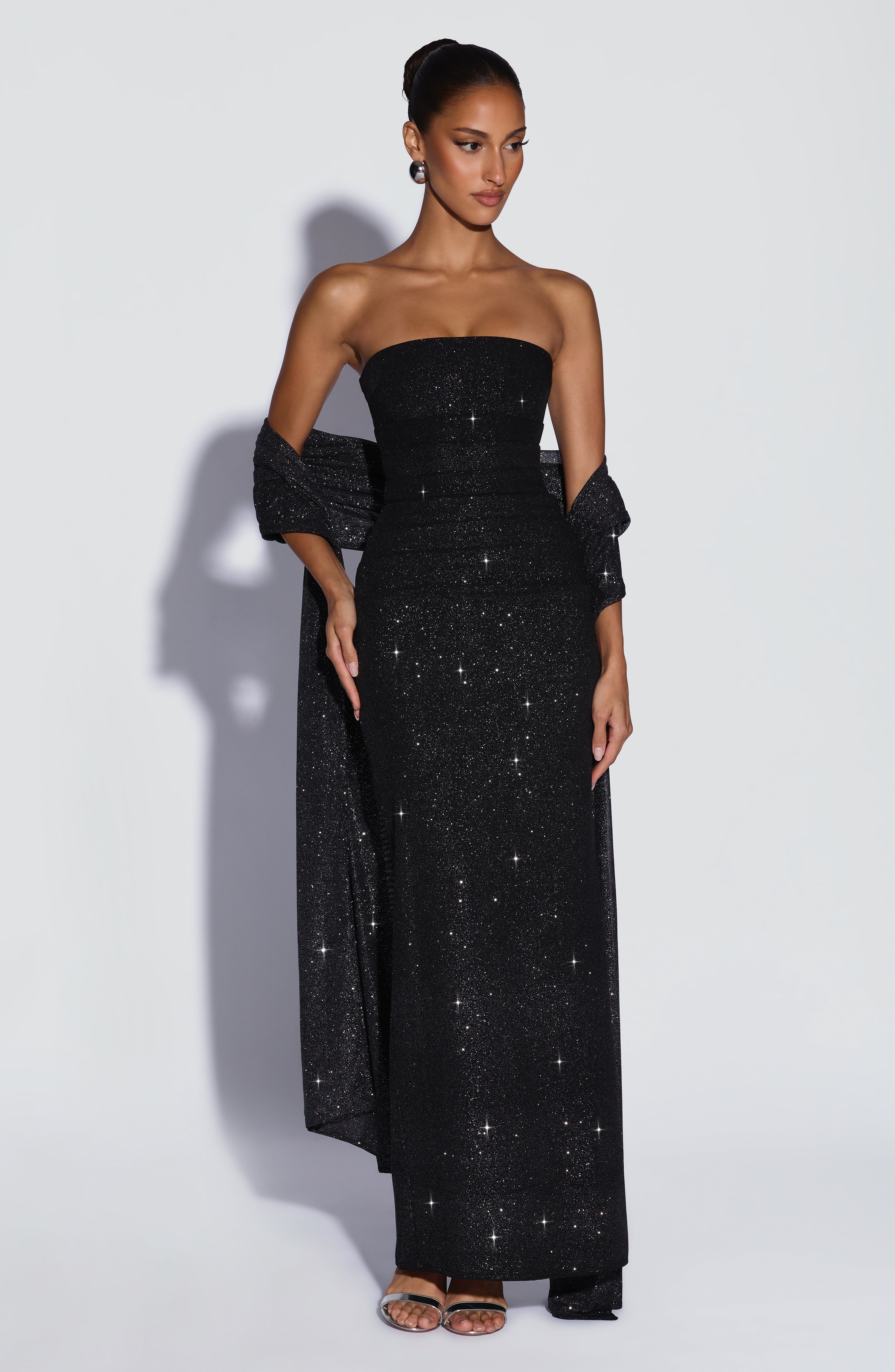 minilena Pandra Maxi Dress Black Sparkle