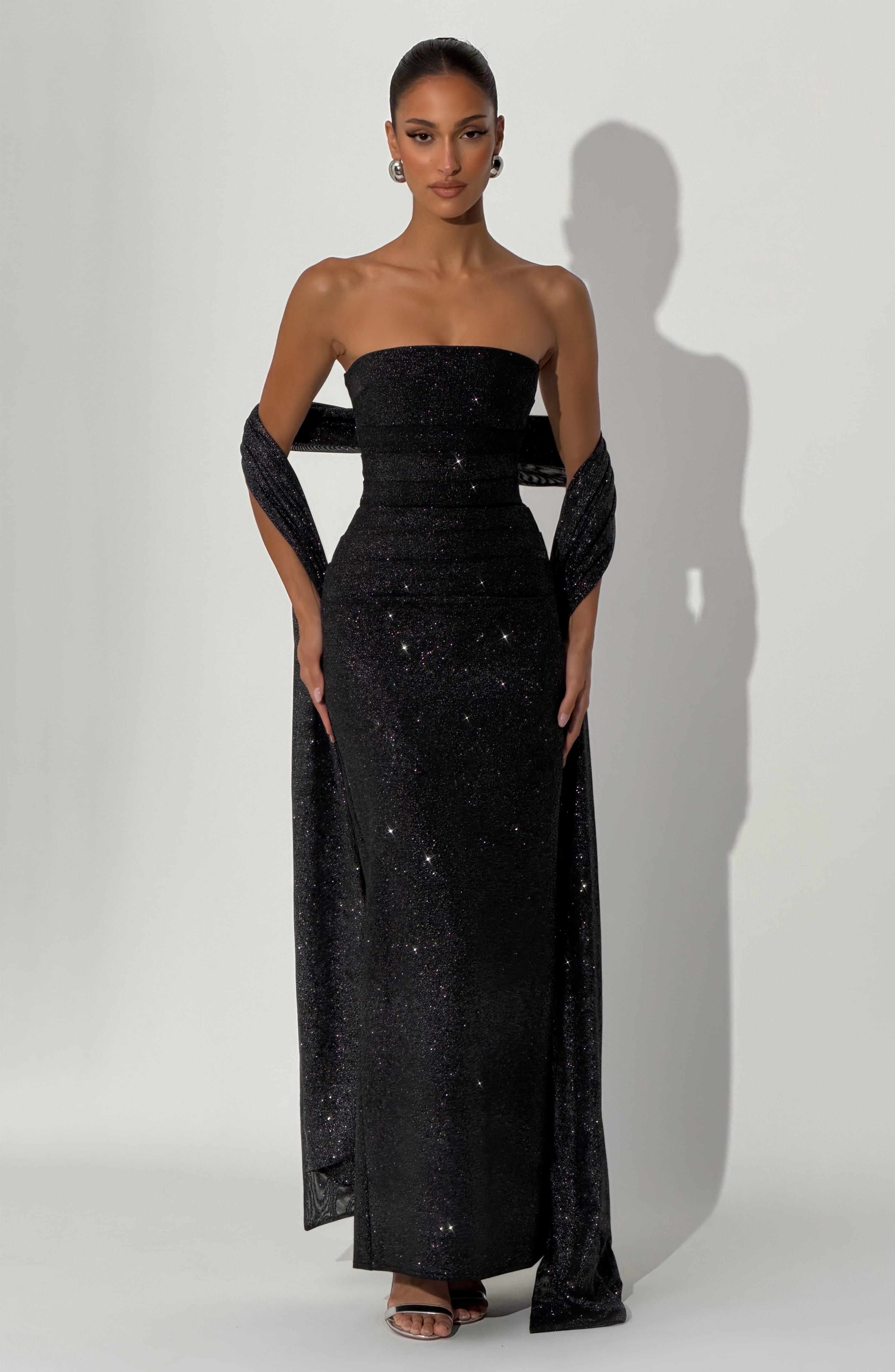 minilena Pandra Maxi Dress Black Sparkle