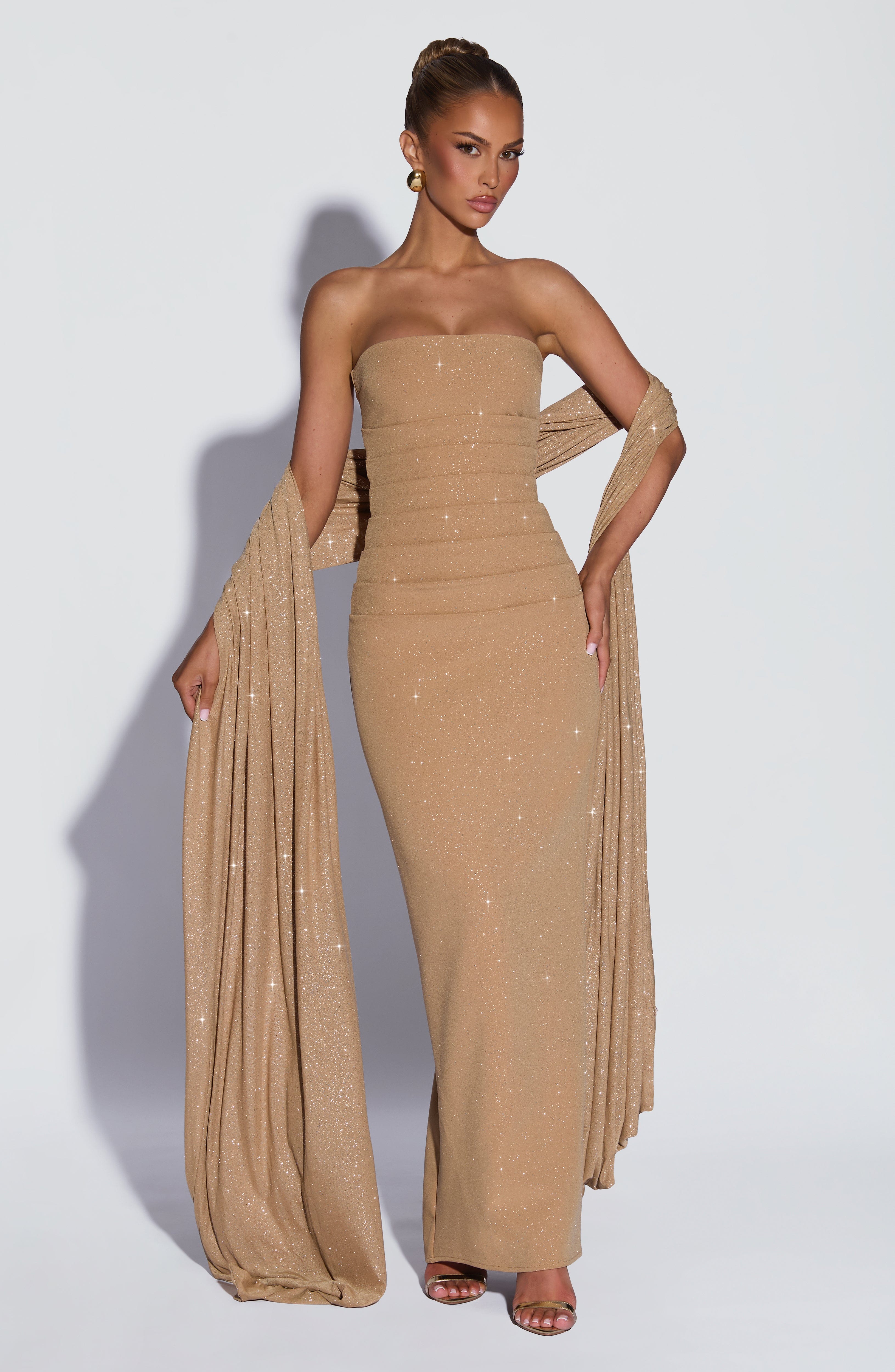 minilena Pandra Maxi Dress Gold Sparkle