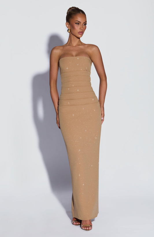 minilena Pandra Maxi Dress Gold Sparkle