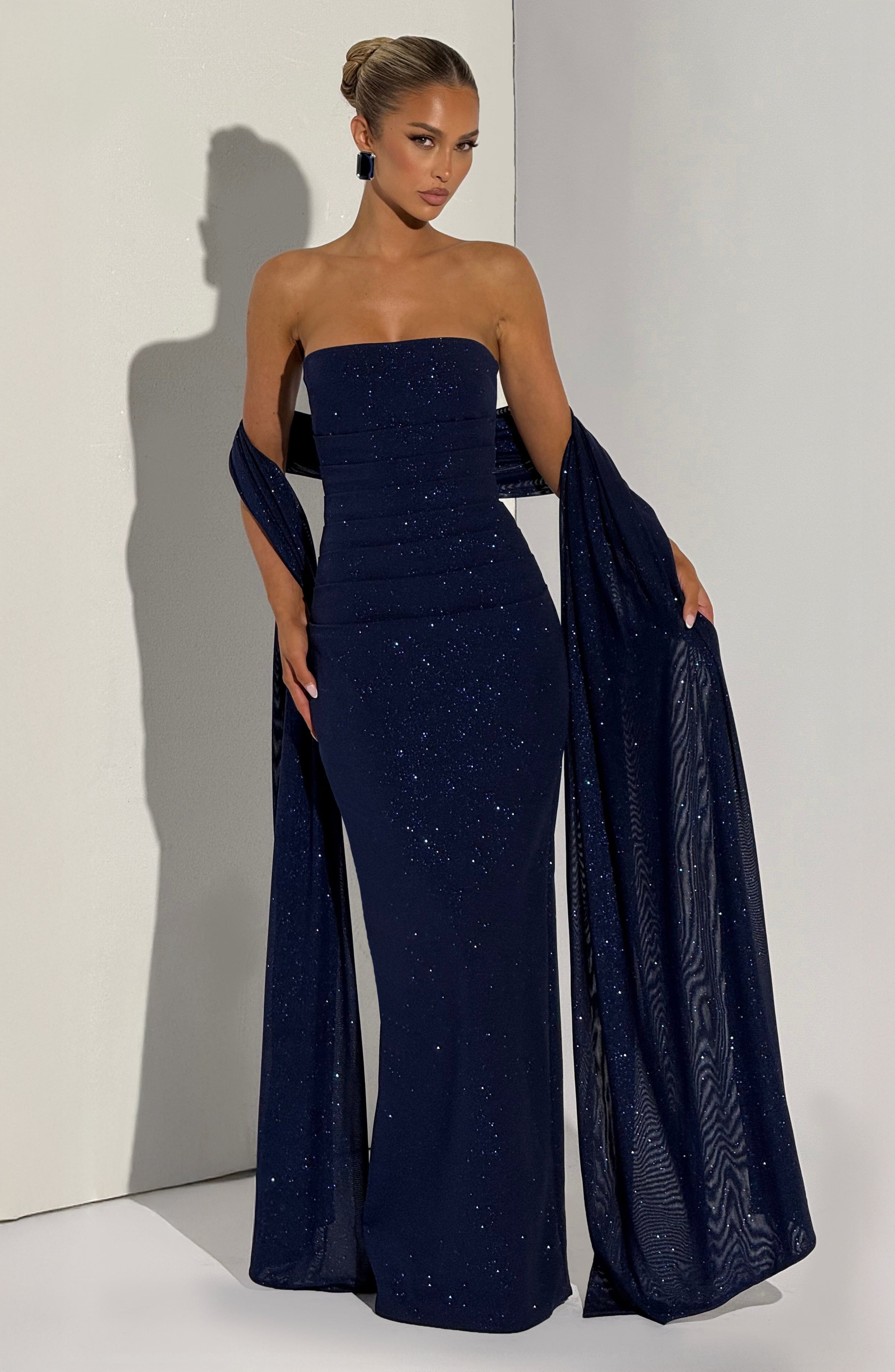minilena Pandra Maxi Dress Navy Sparkle