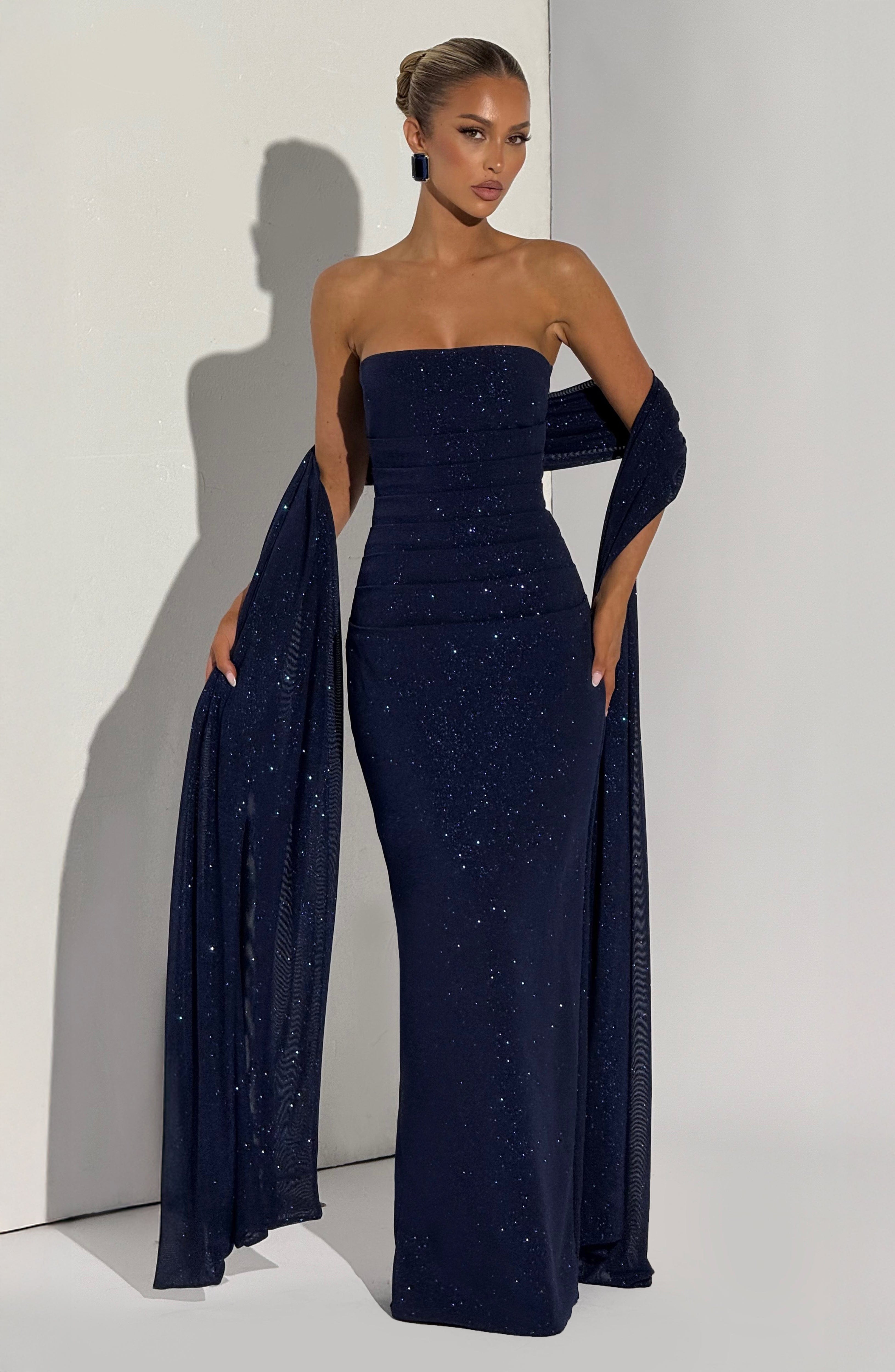 minilena Pandra Maxi Dress Navy Sparkle