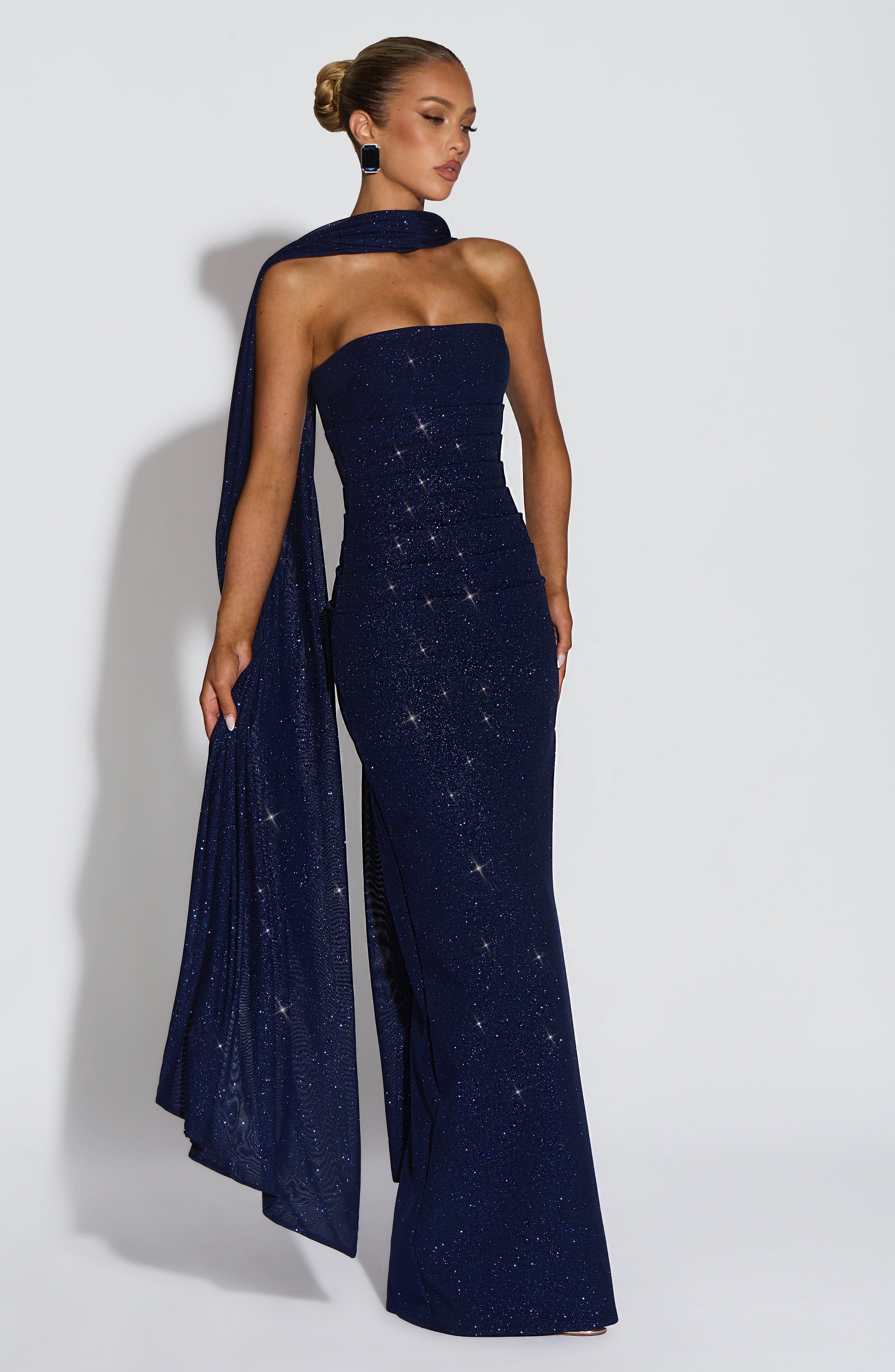 minilena Pandra Maxi Dress Navy Sparkle