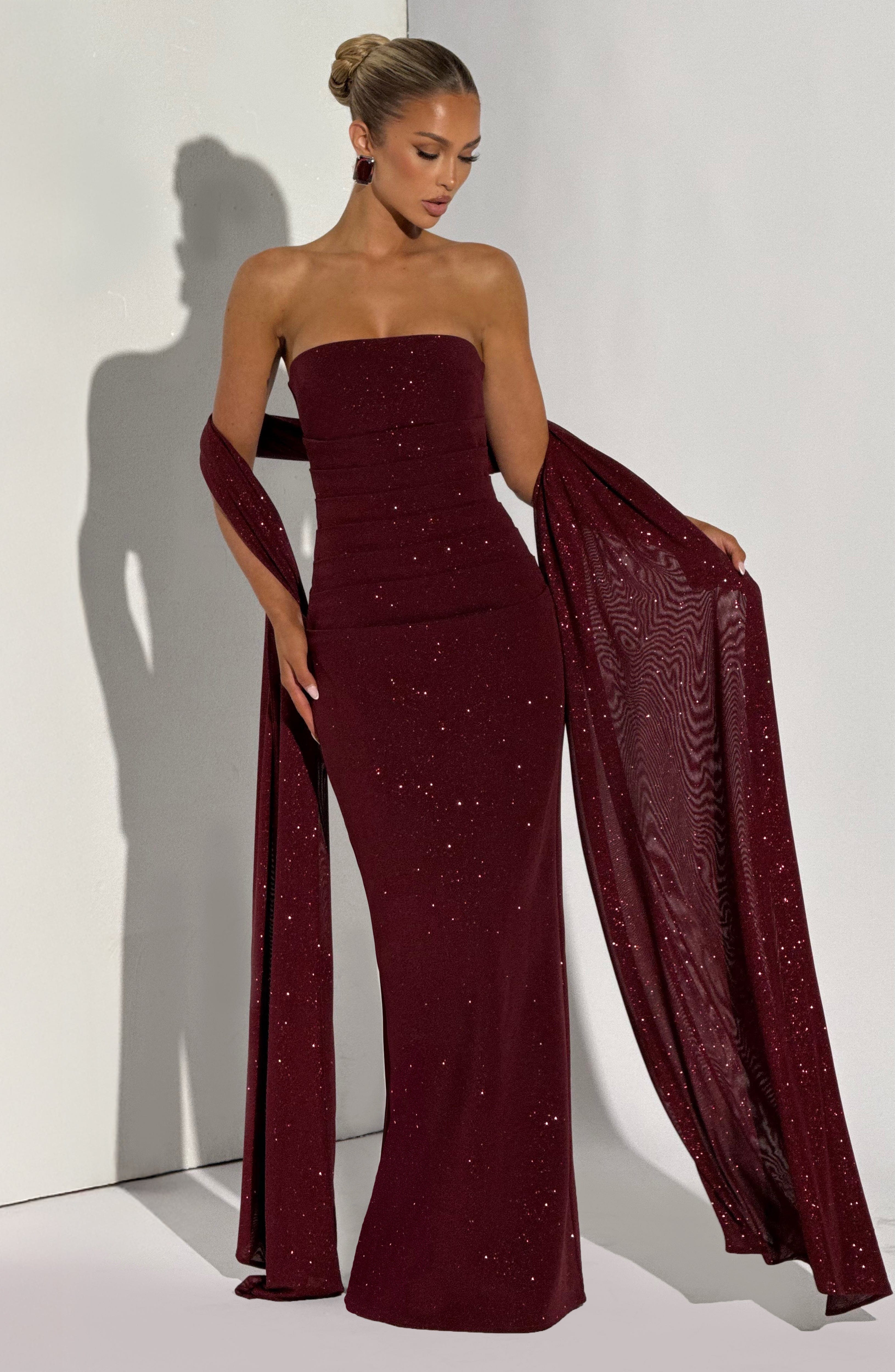 minilena Pandra Maxi Dress Wine Sparkle