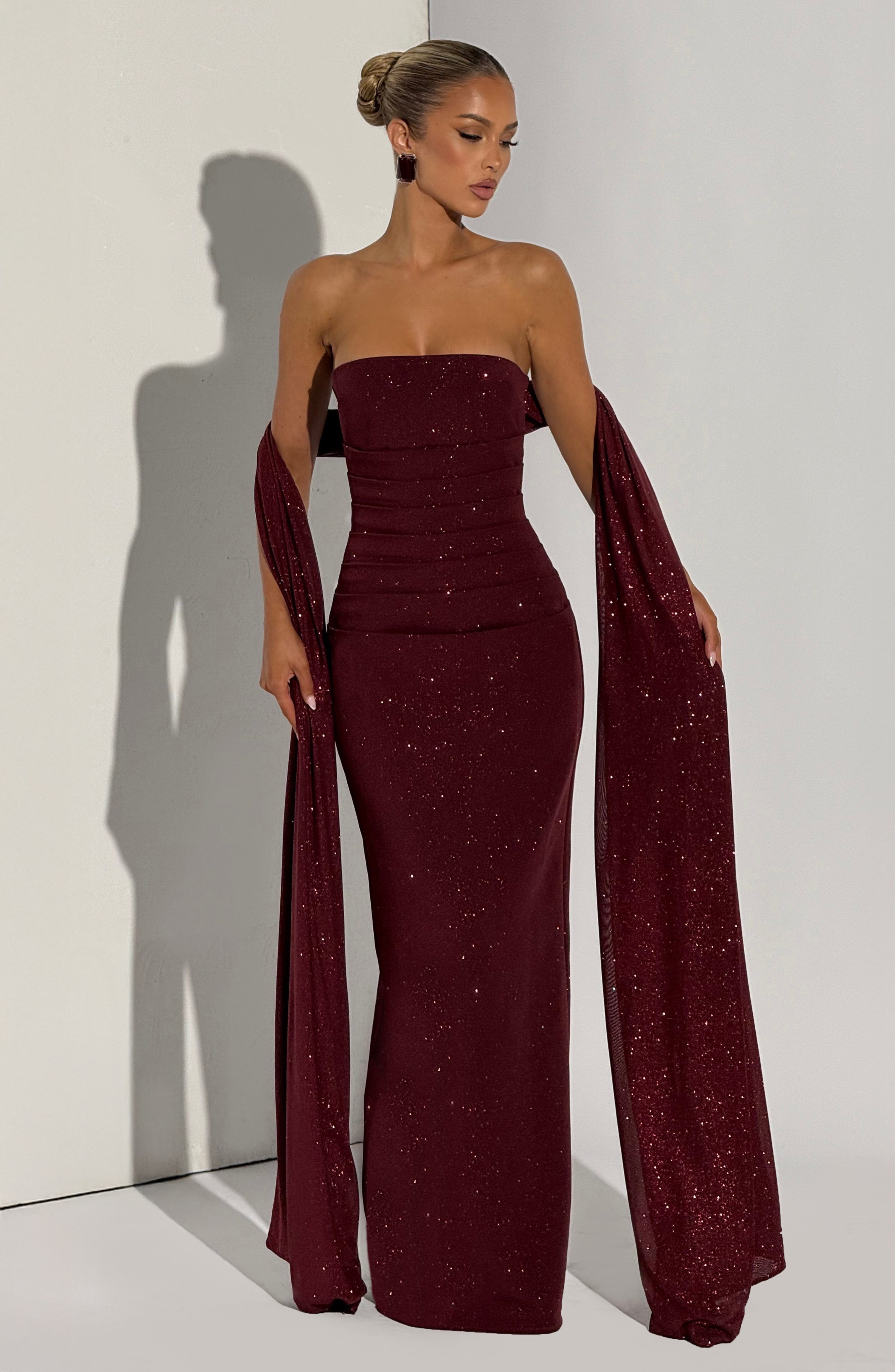 minilena Pandra Maxi Dress Wine Sparkle