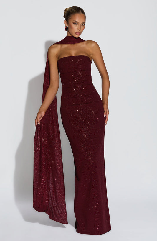 minilena Pandra Maxi Dress Wine Sparkle