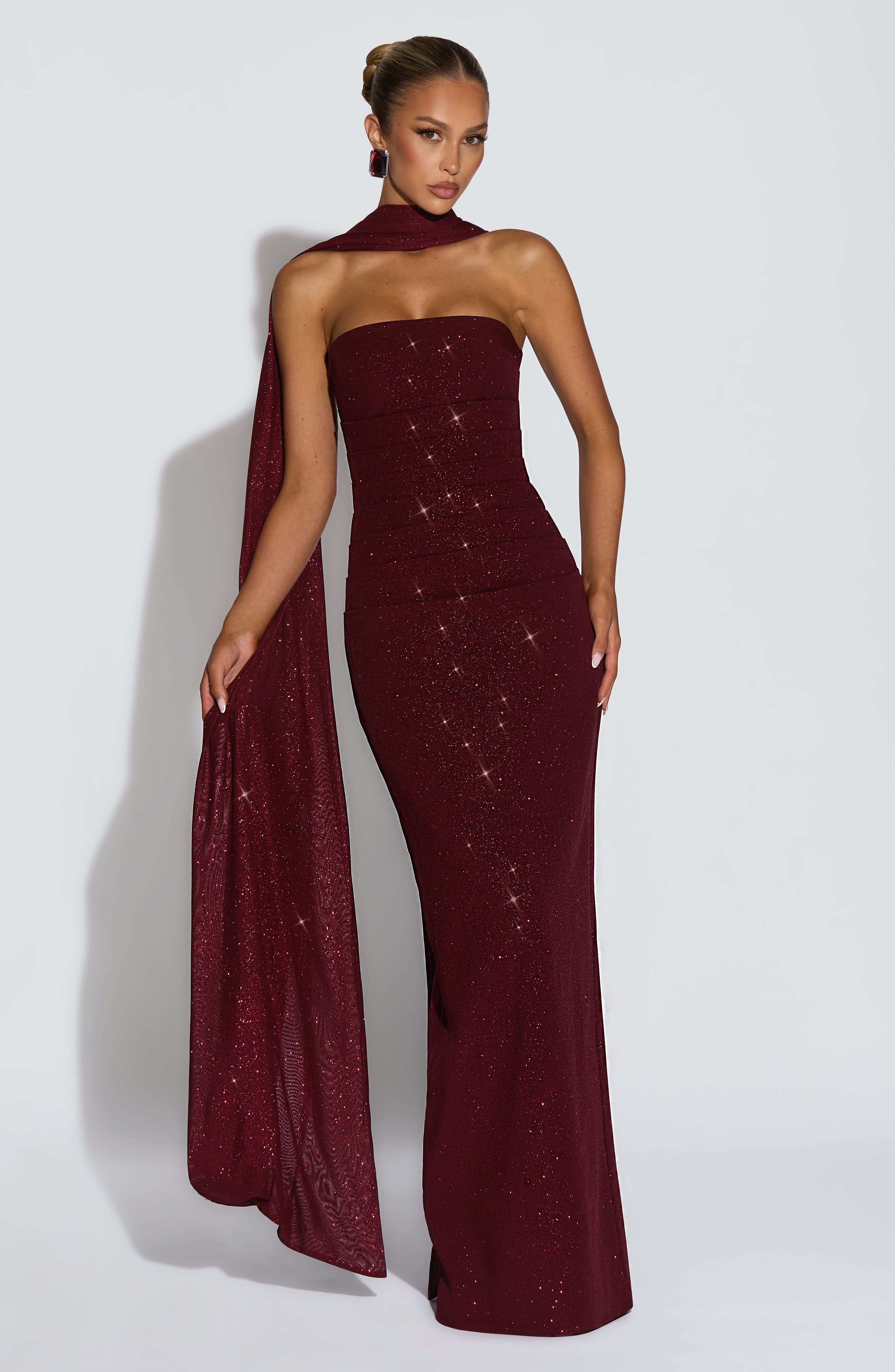 minilena Pandra Maxi Dress Wine Sparkle