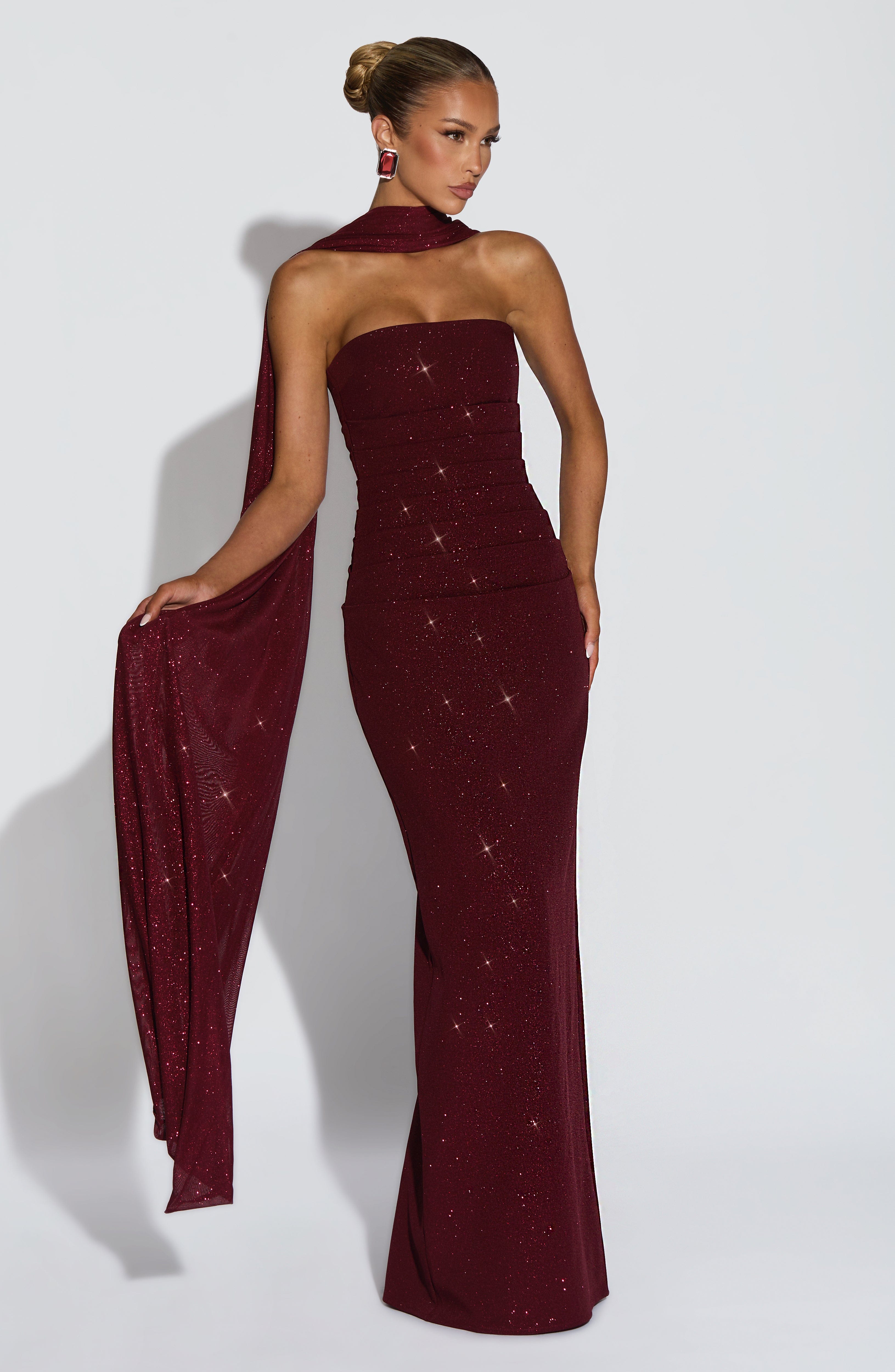 minilena Pandra Maxi Dress Wine Sparkle