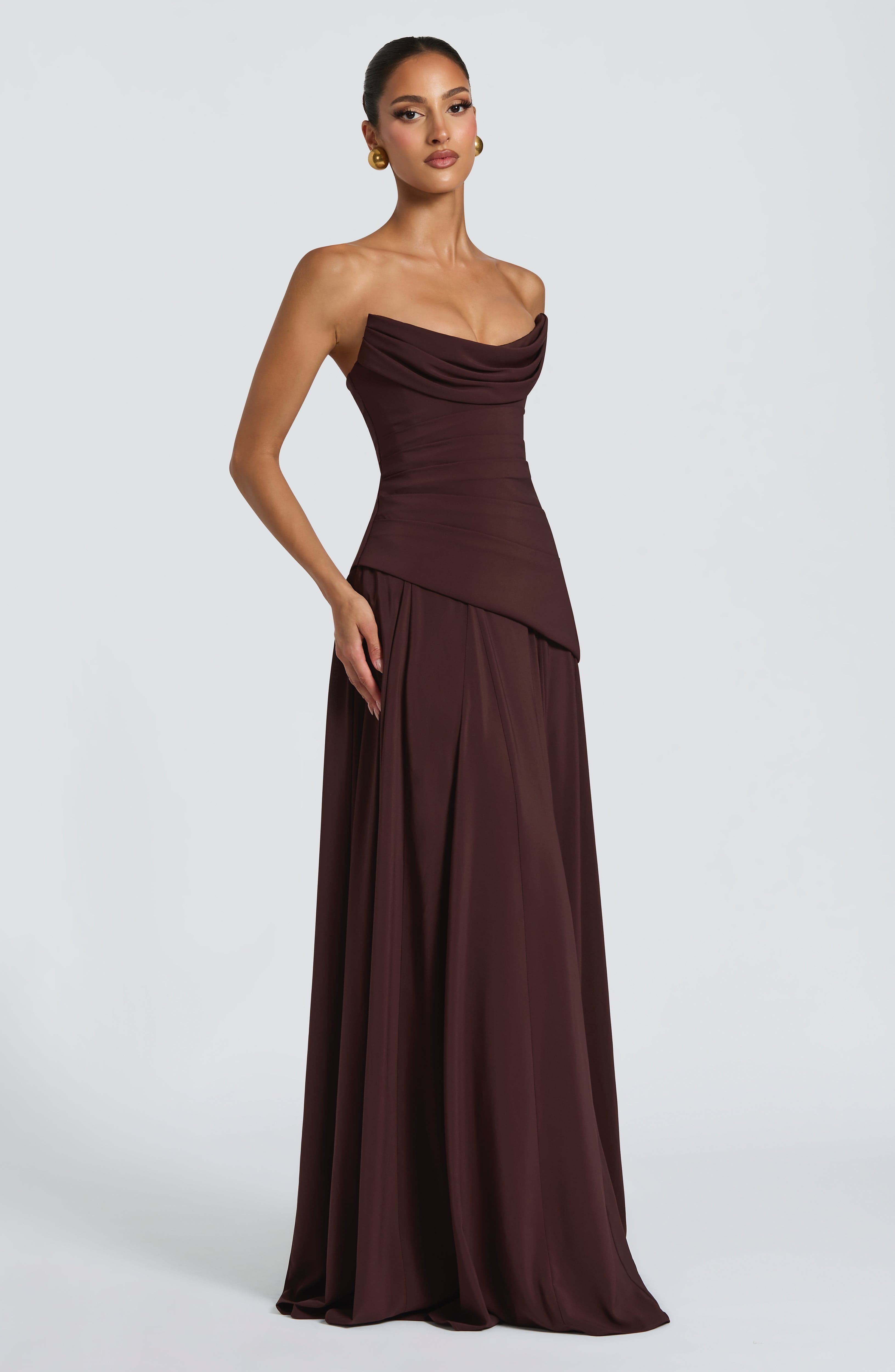 minilena Patricia Maxi Dress Plum Brown