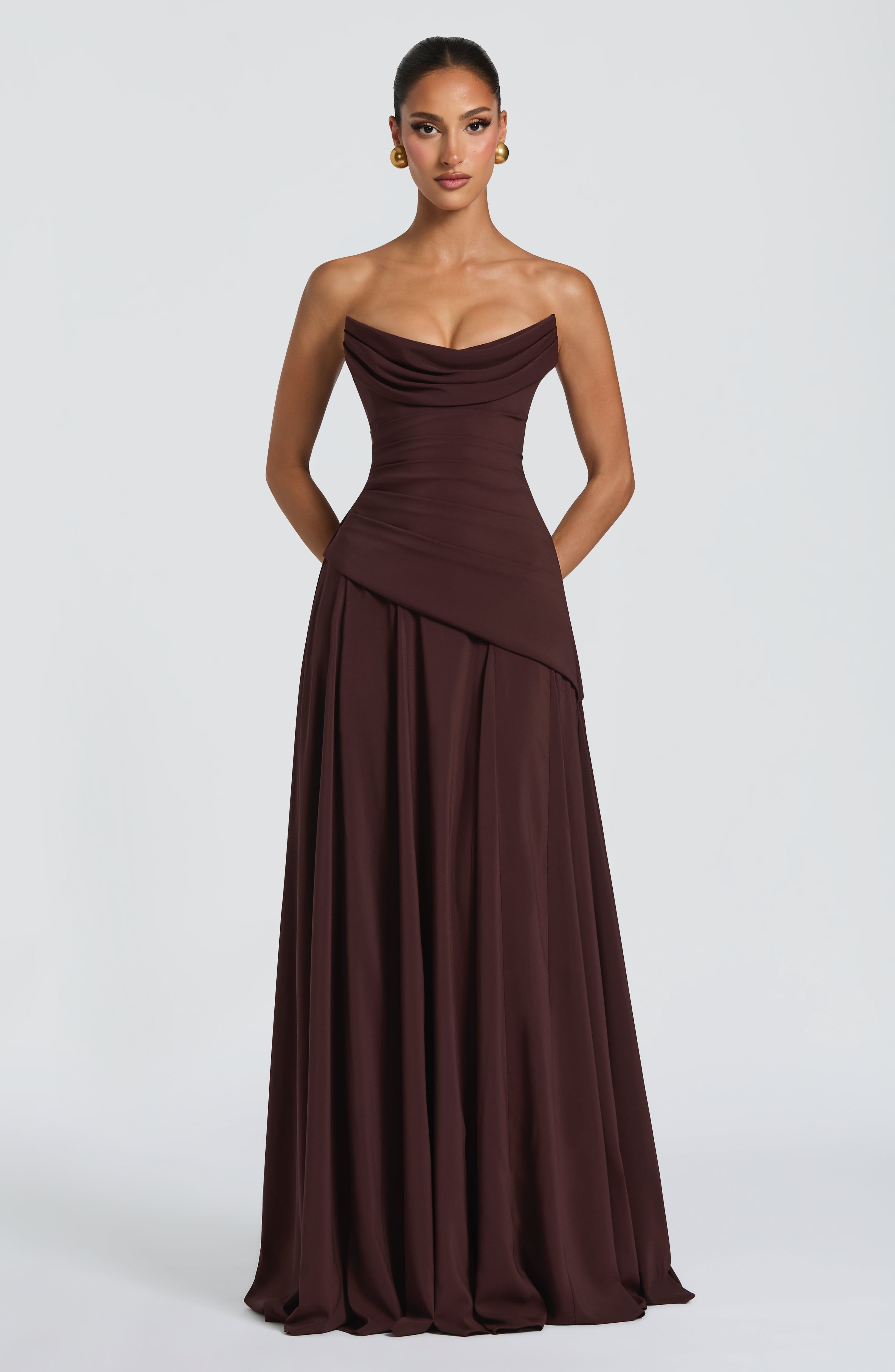 minilena Patricia Maxi Dress Plum Brown