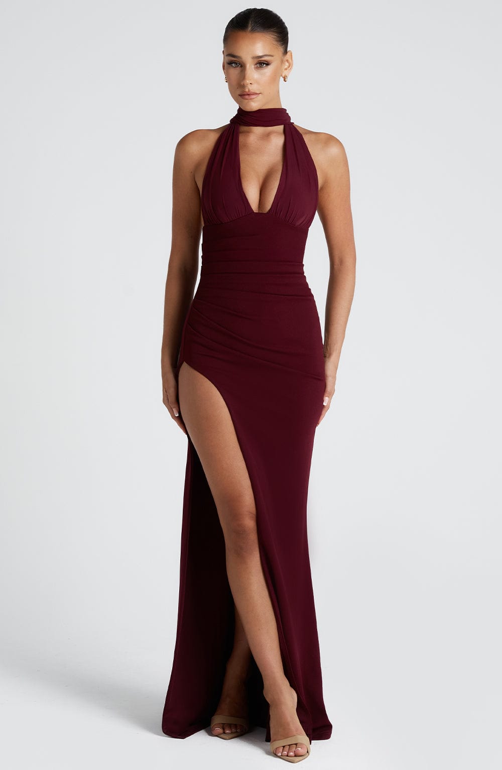 minilena Paulina Maxi Dress Cherry Lacquer