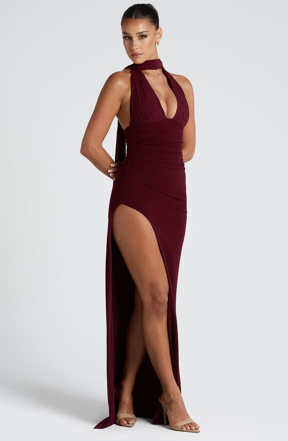minilena Paulina Maxi Dress Cherry Lacquer
