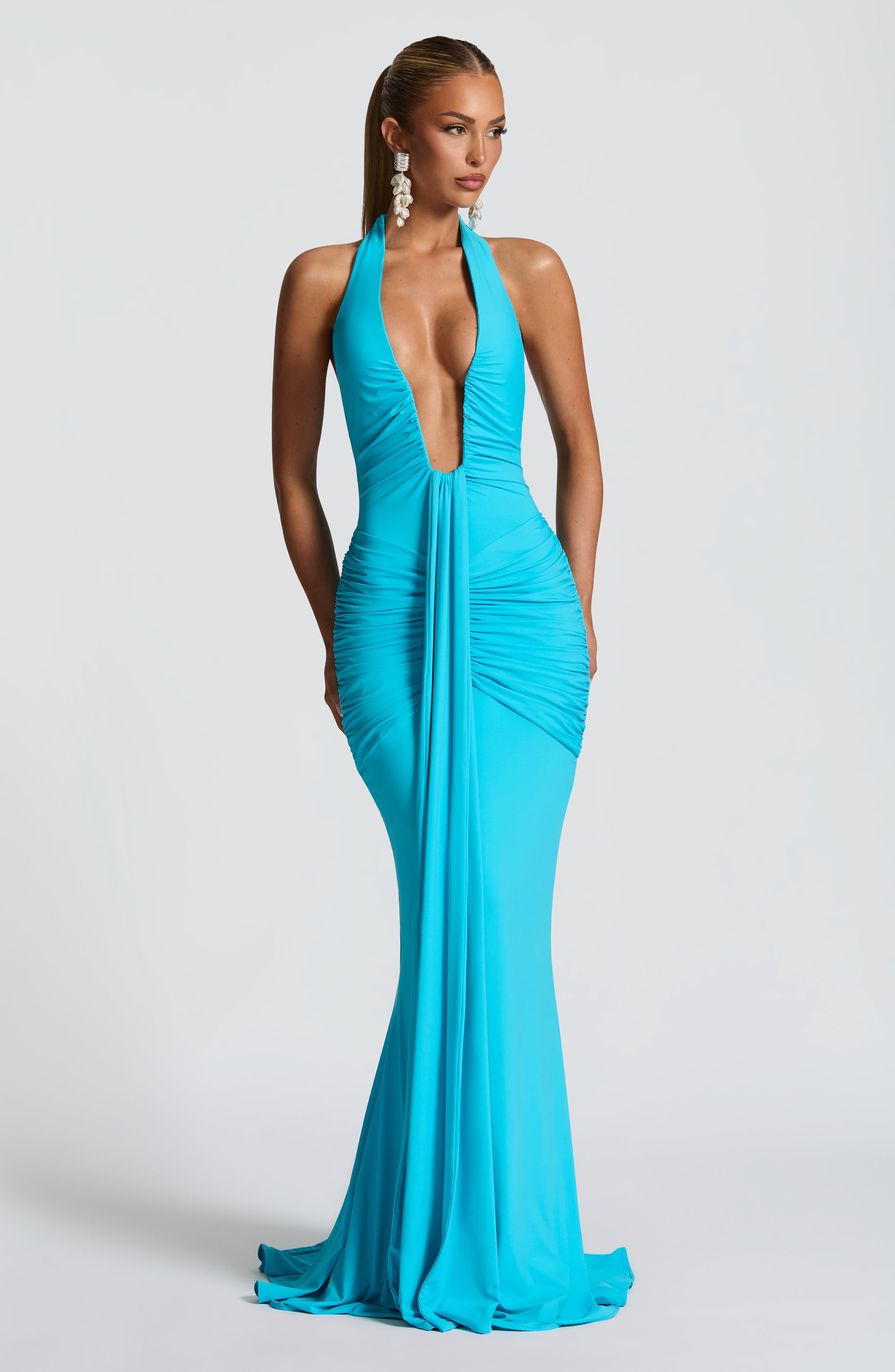 minilena Rosetta Maxi Dress Aqua