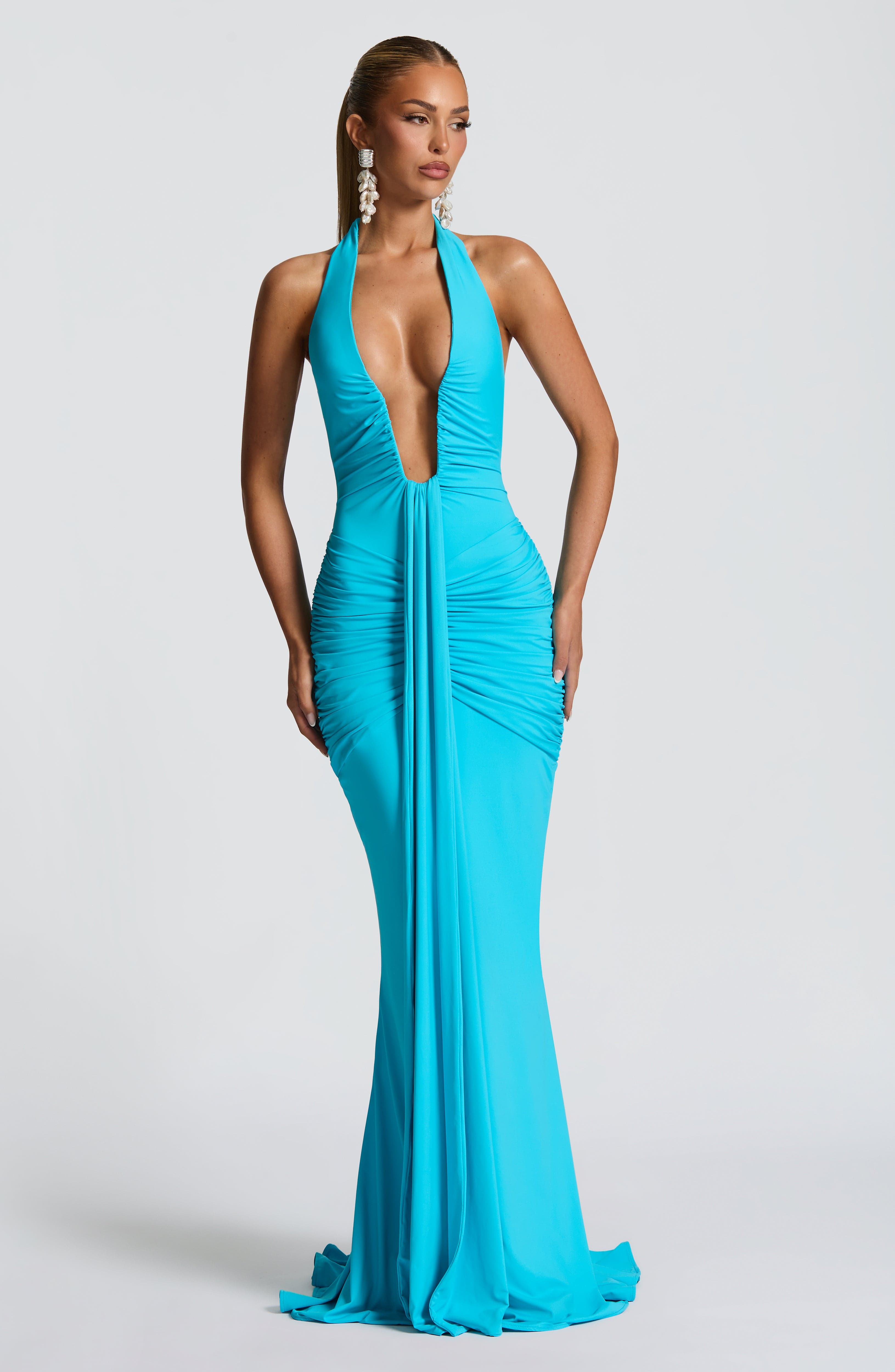 minilena Rosetta Maxi Dress Aqua
