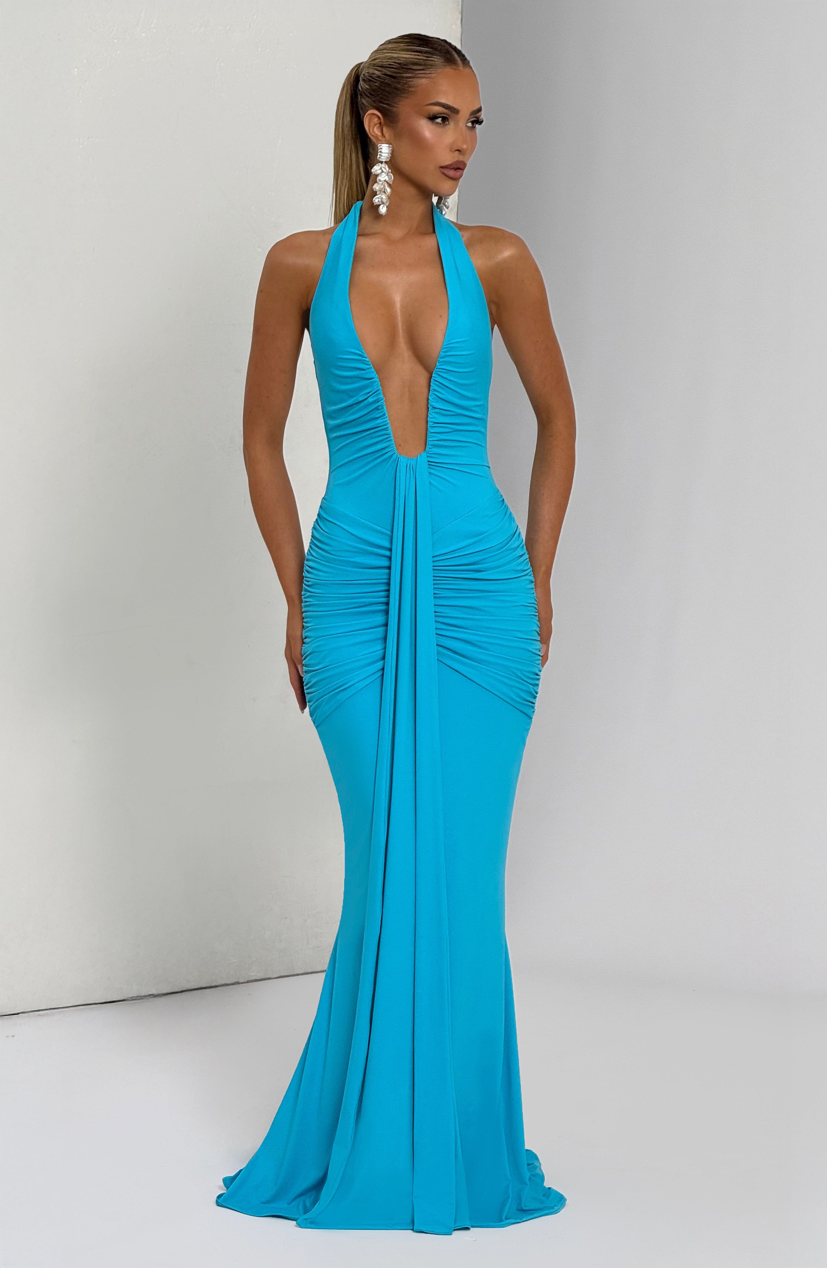 minilena Rosetta Maxi Dress Aqua