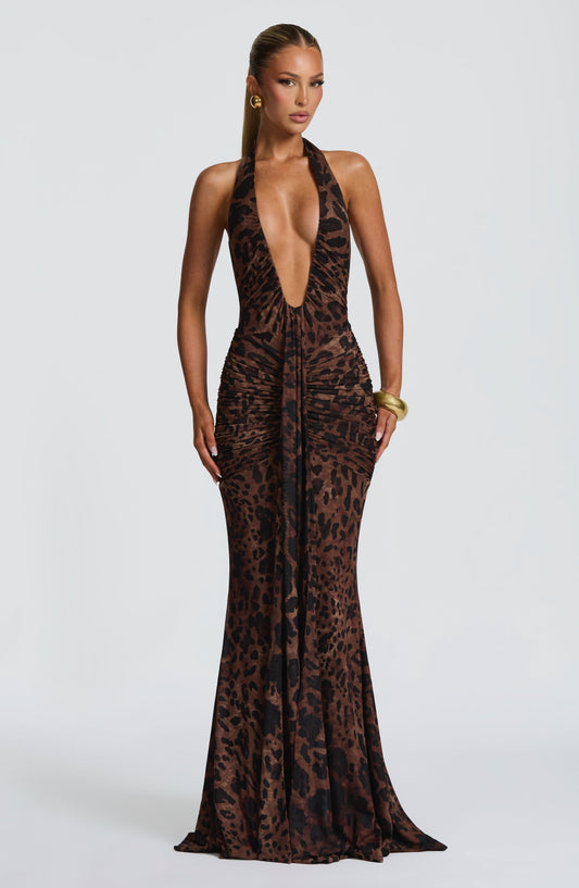 minilena Rosetta Maxi Dress Leopard Print