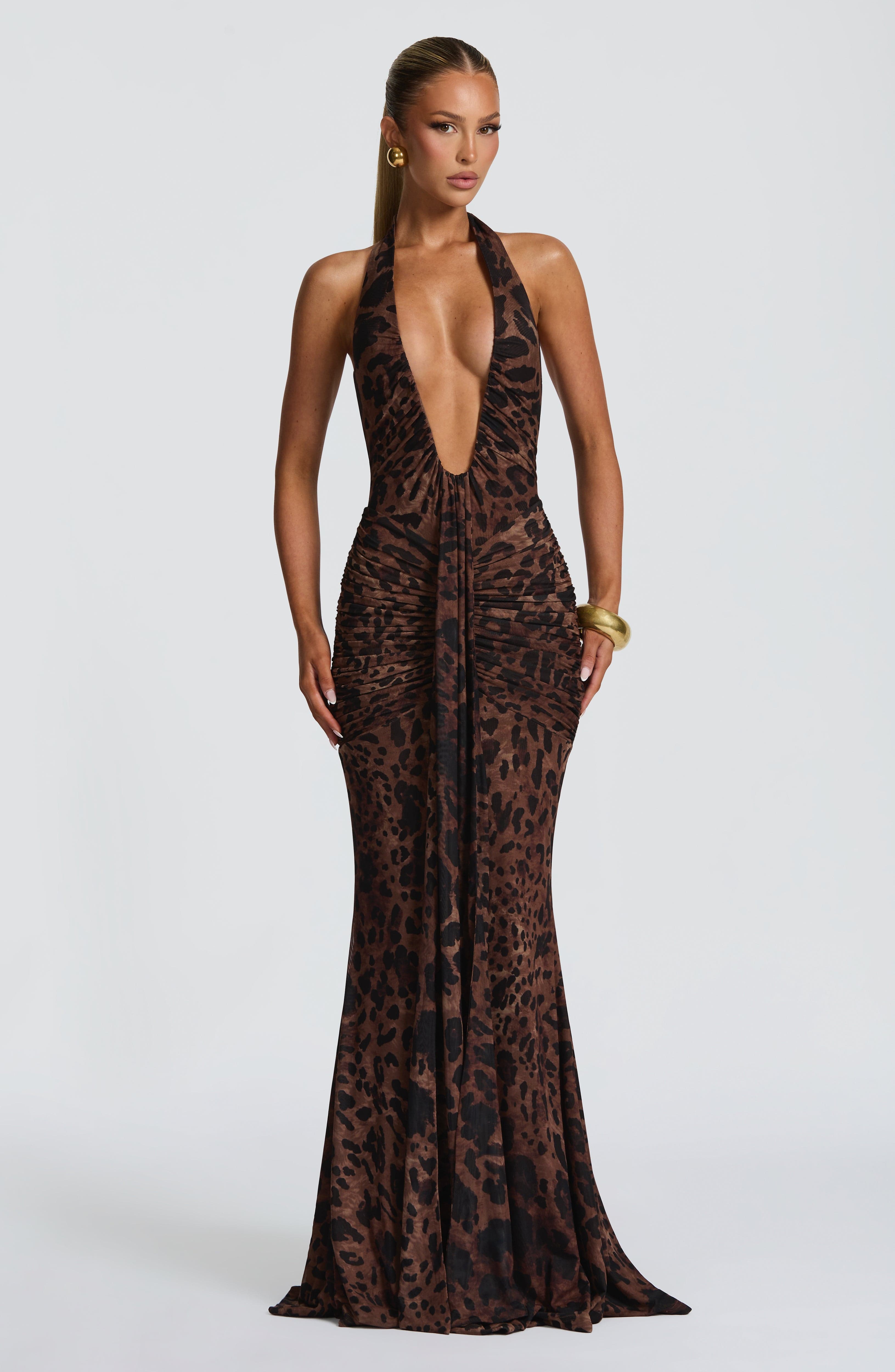 minilena Rosetta Maxi Dress Leopard Print