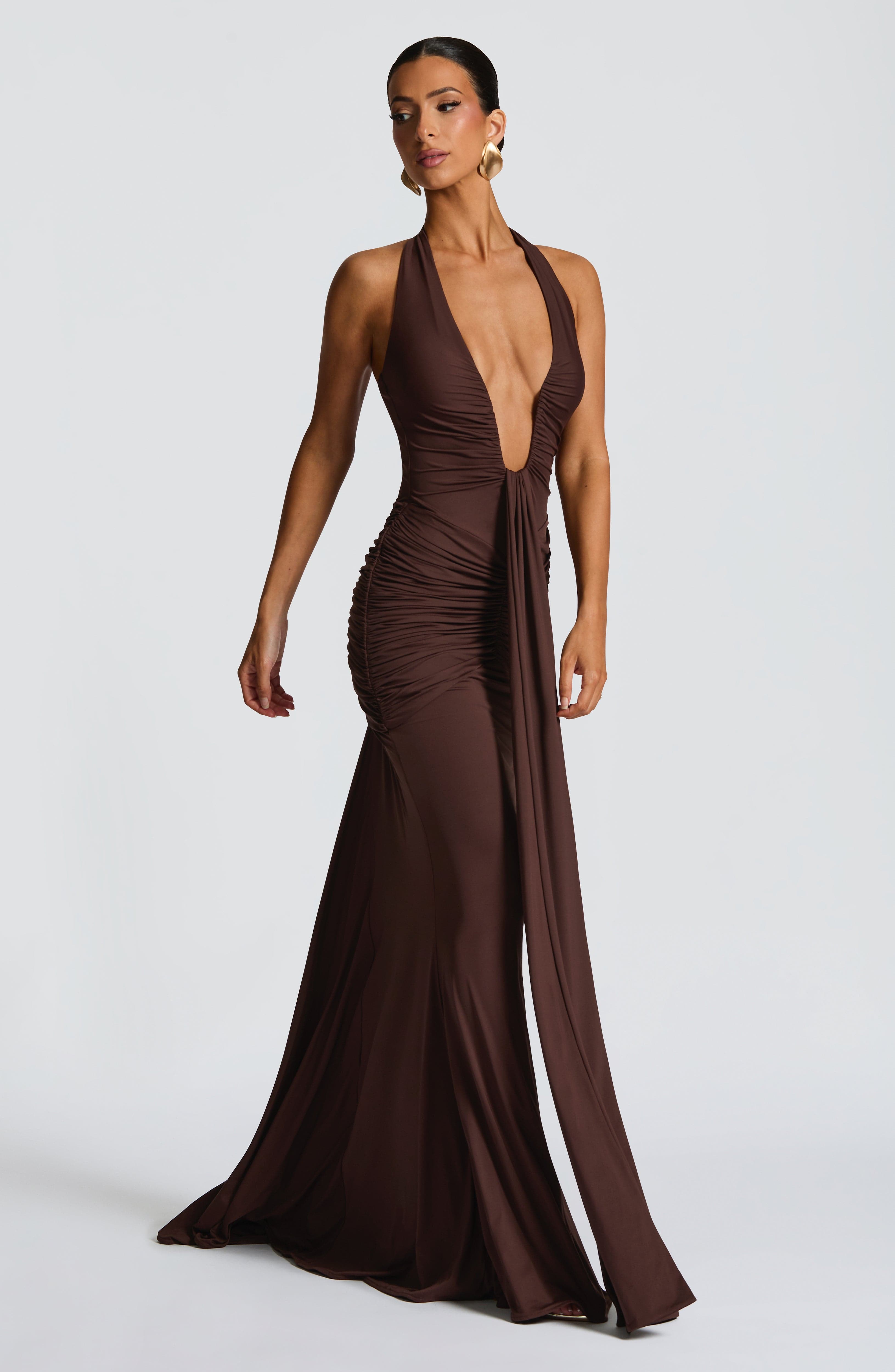 minilena Rosetta Maxi Dress Plum Brown
