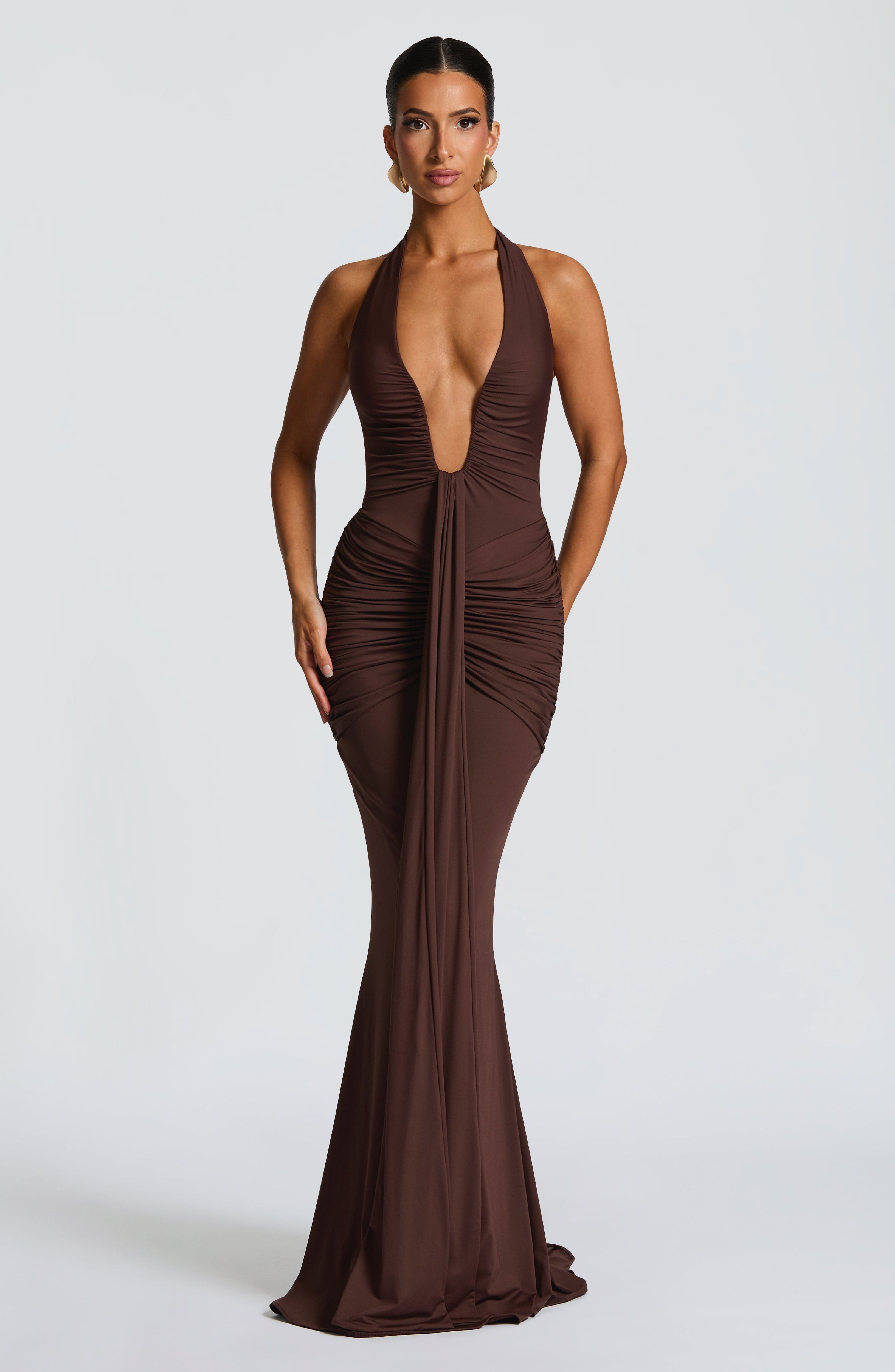 minilena Rosetta Maxi Dress Plum Brown